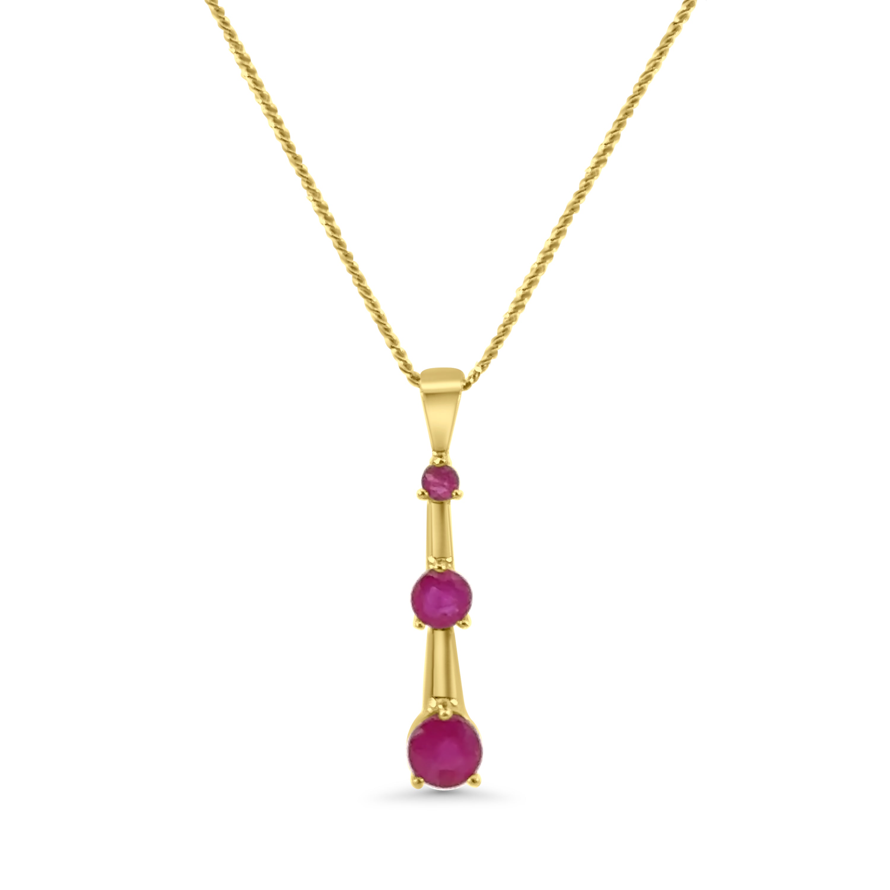 9kt Ruby Triple Drop Pendant