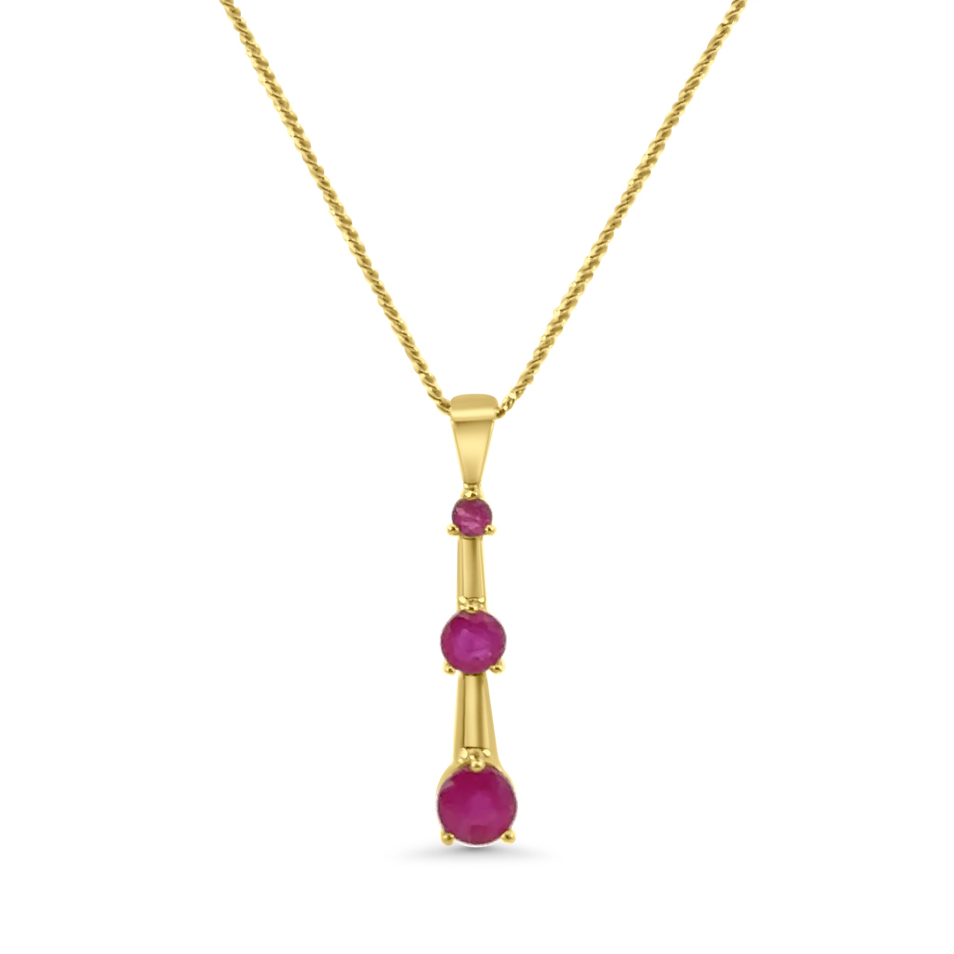 9kt Ruby Triple Drop Pendant