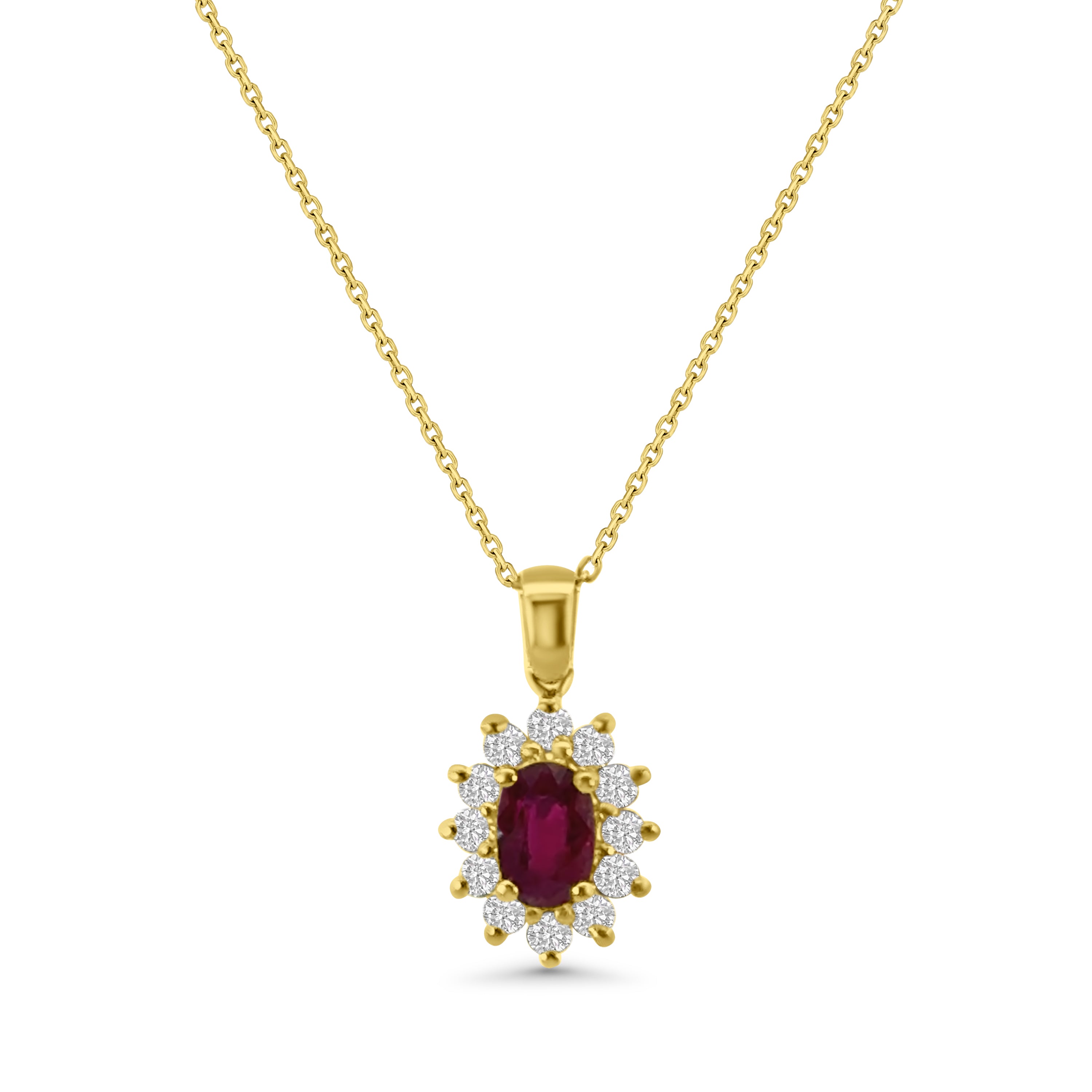 18kt Ruby and Diamond Cluster Pendant
