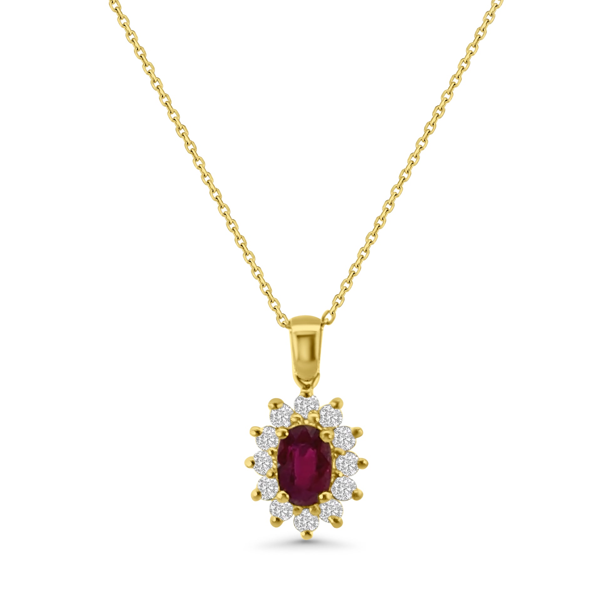 18kt Ruby and Diamond Cluster Pendant