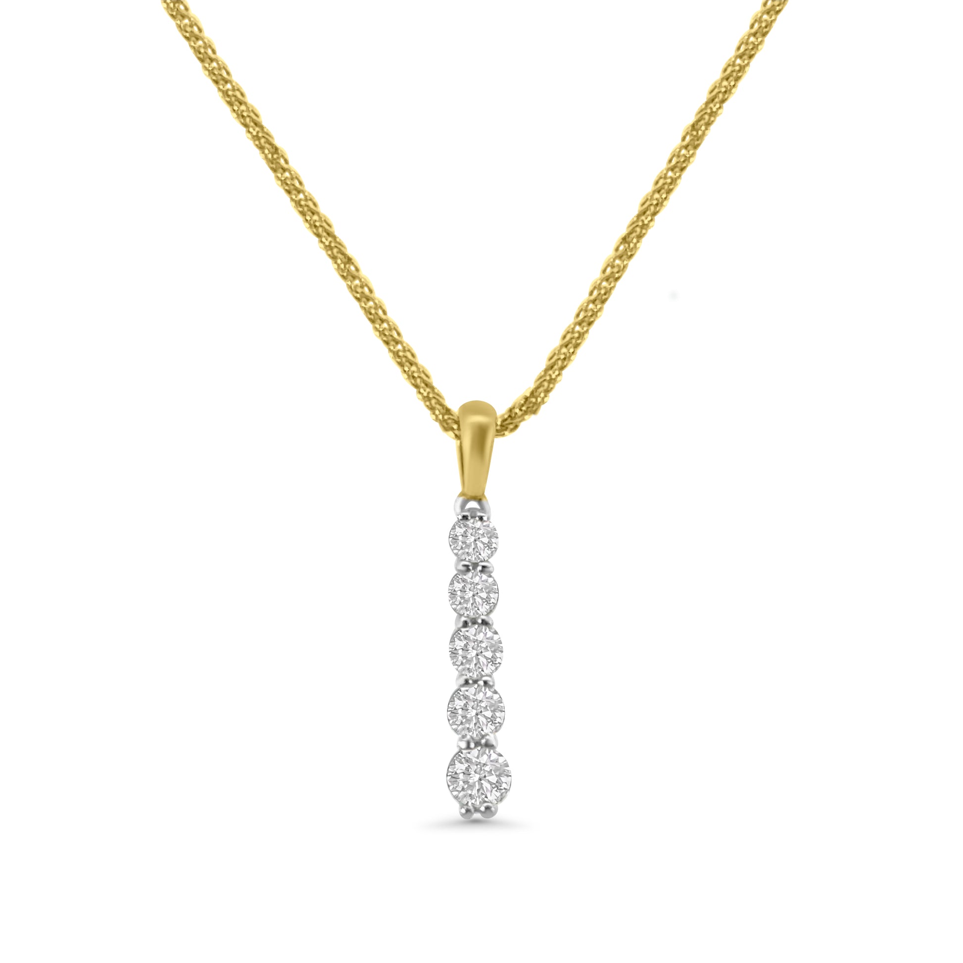 18kt Five Diamond Bar Pendant