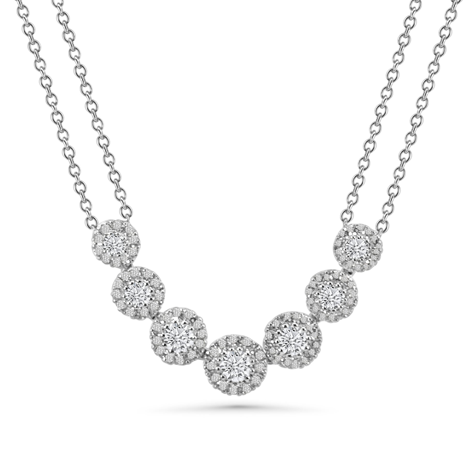 18kt Graduated Halo Diamond Pendant