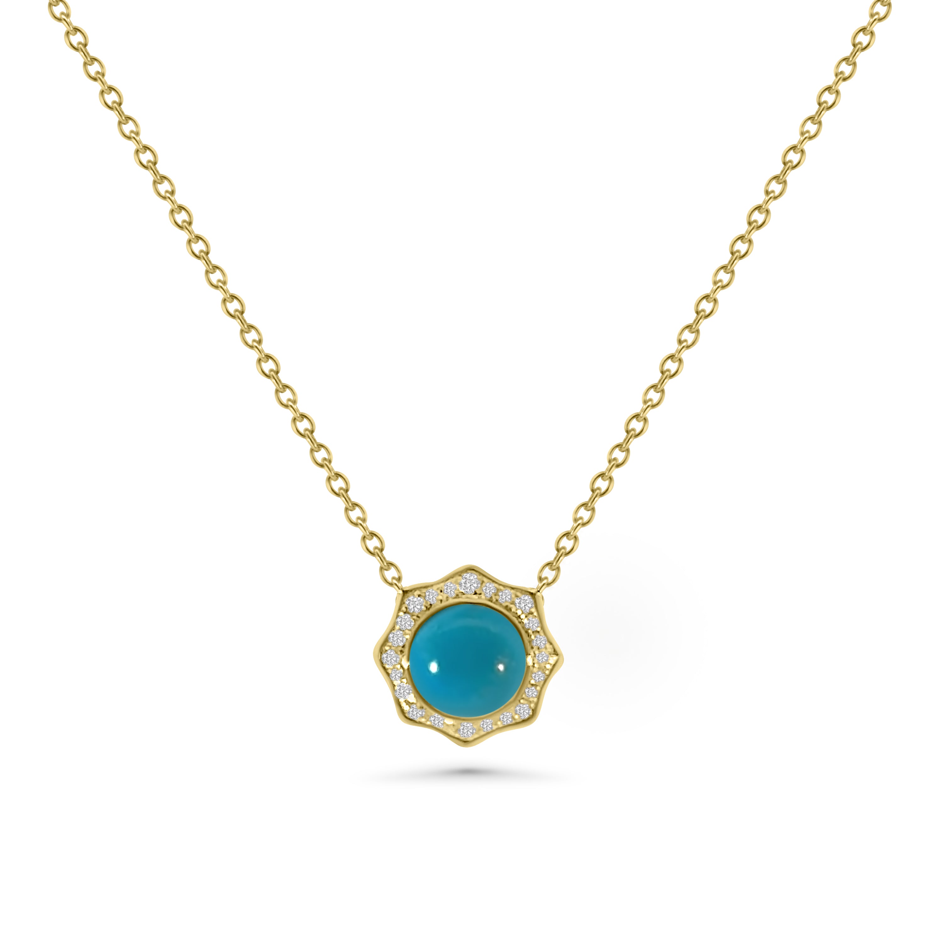 9kt Tourquise and Diamond Pendant