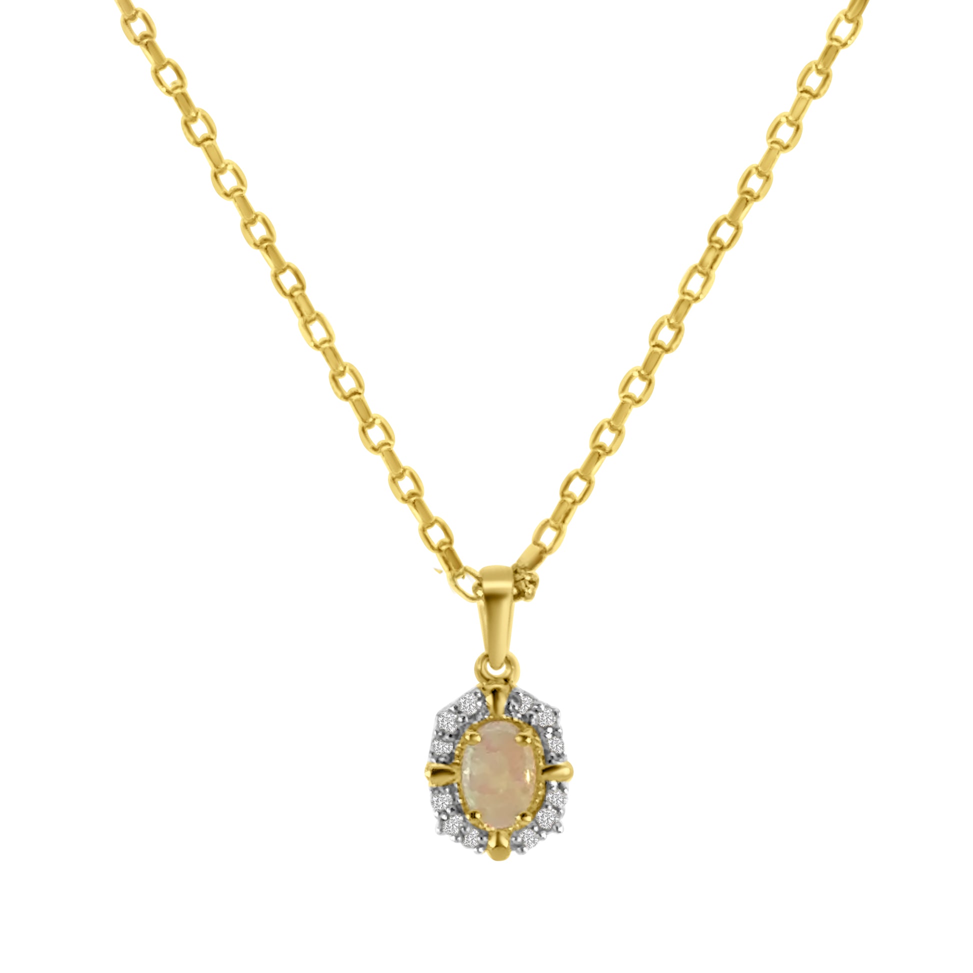 9kt Opal and Diamond Pendant