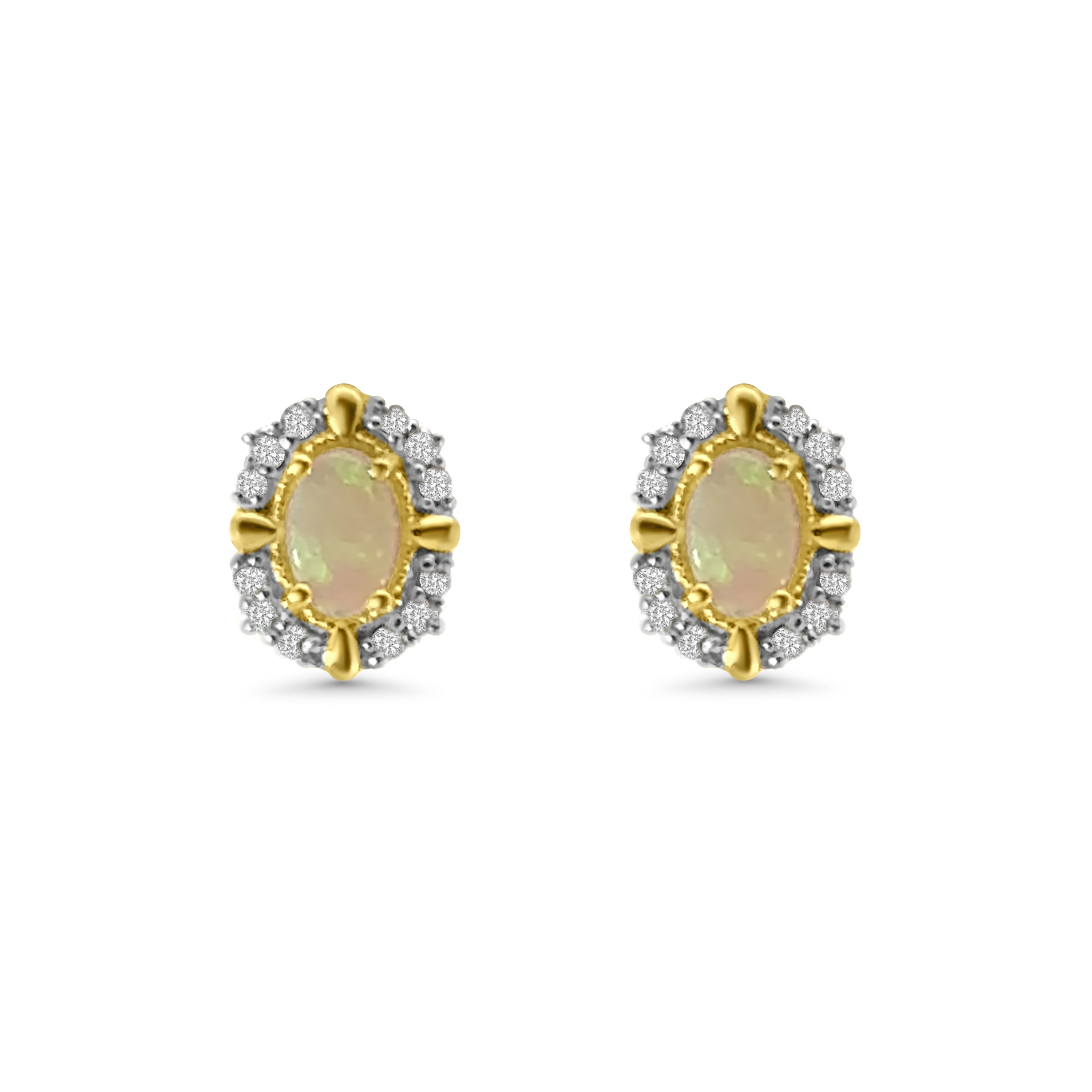 9kt Opal and Diamond Cluster Earrings
