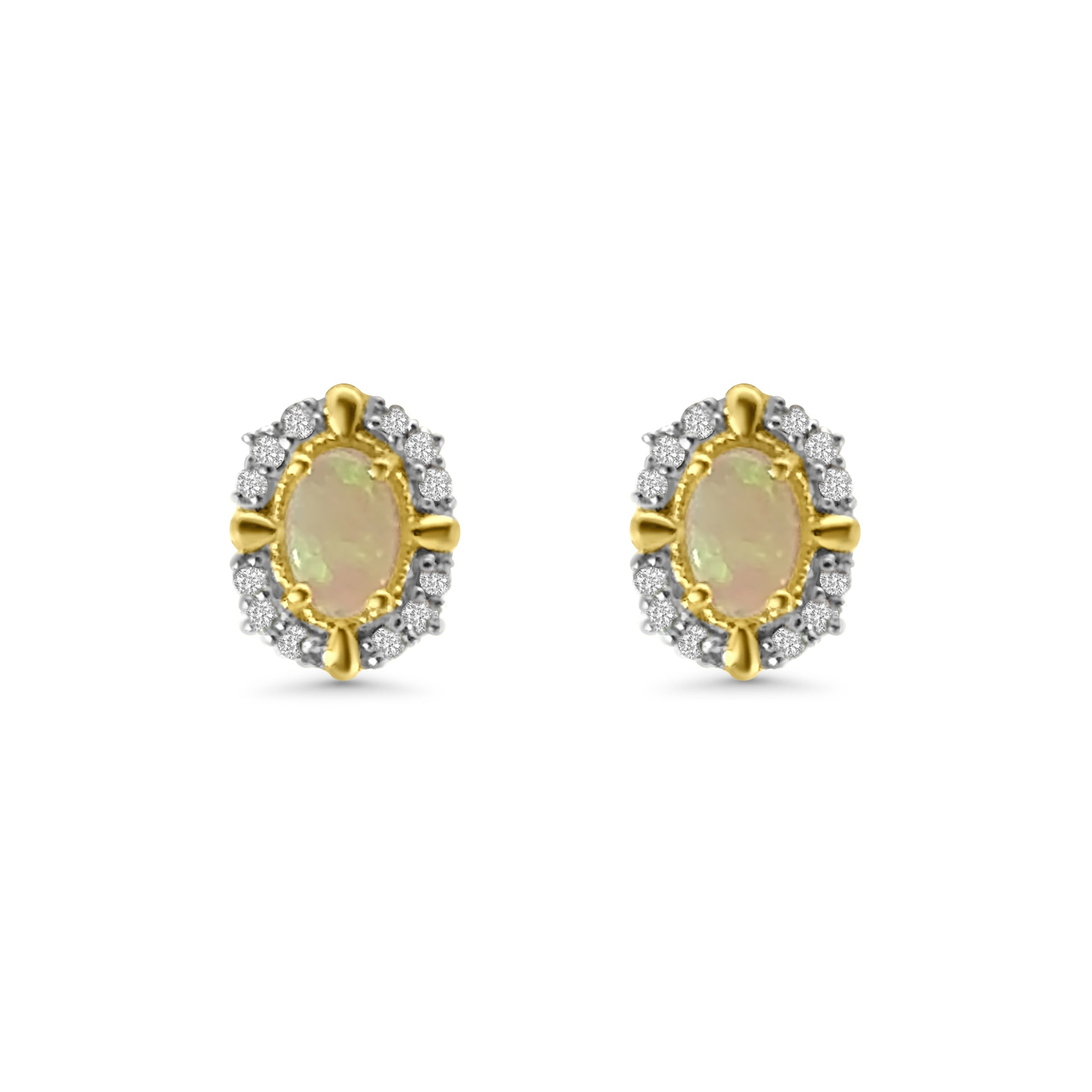 9kt Opal and Diamond Cluster Earrings