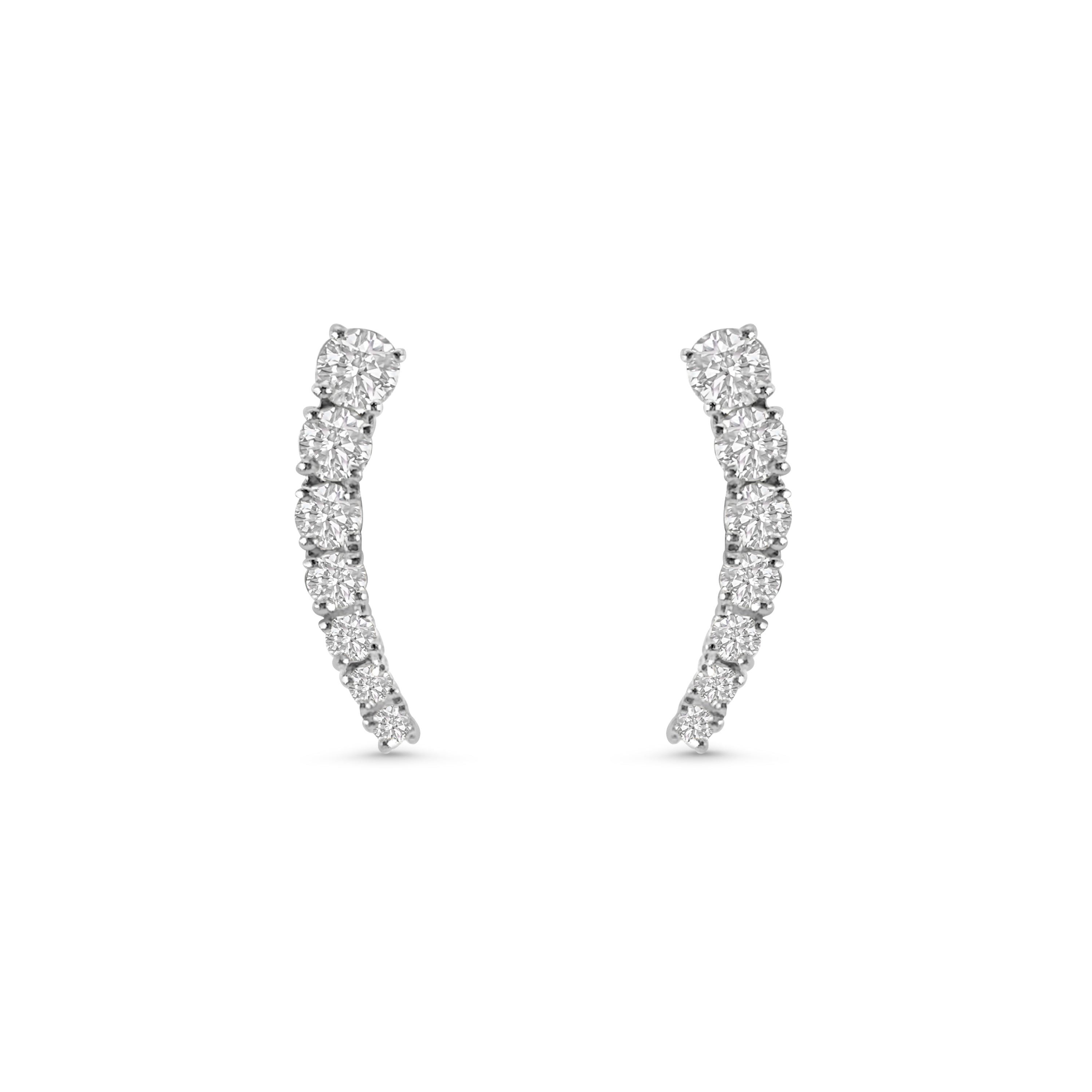 18kt Seven Stone Diamond Curve Earrings