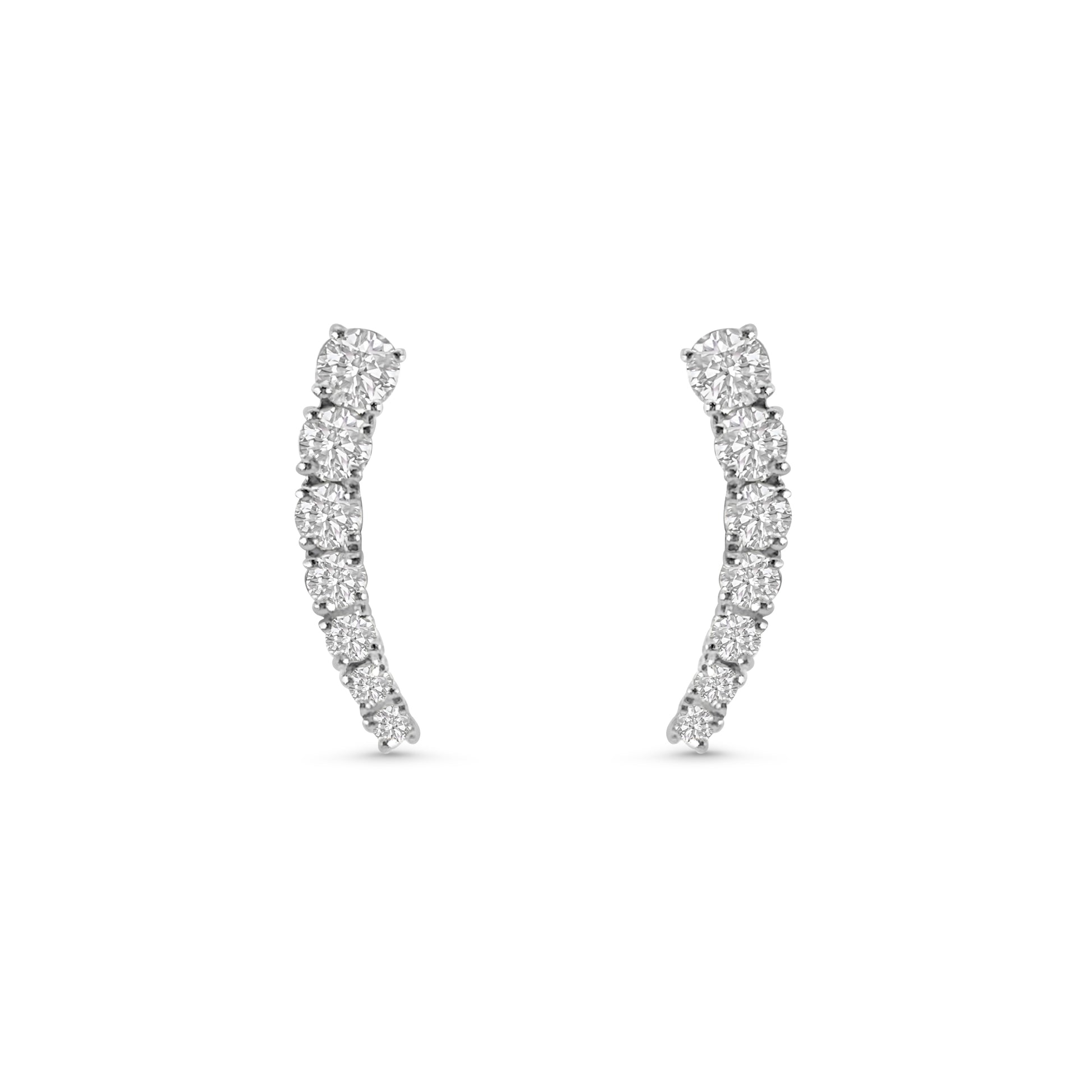 18kt Seven Stone Diamond Curve Earrings