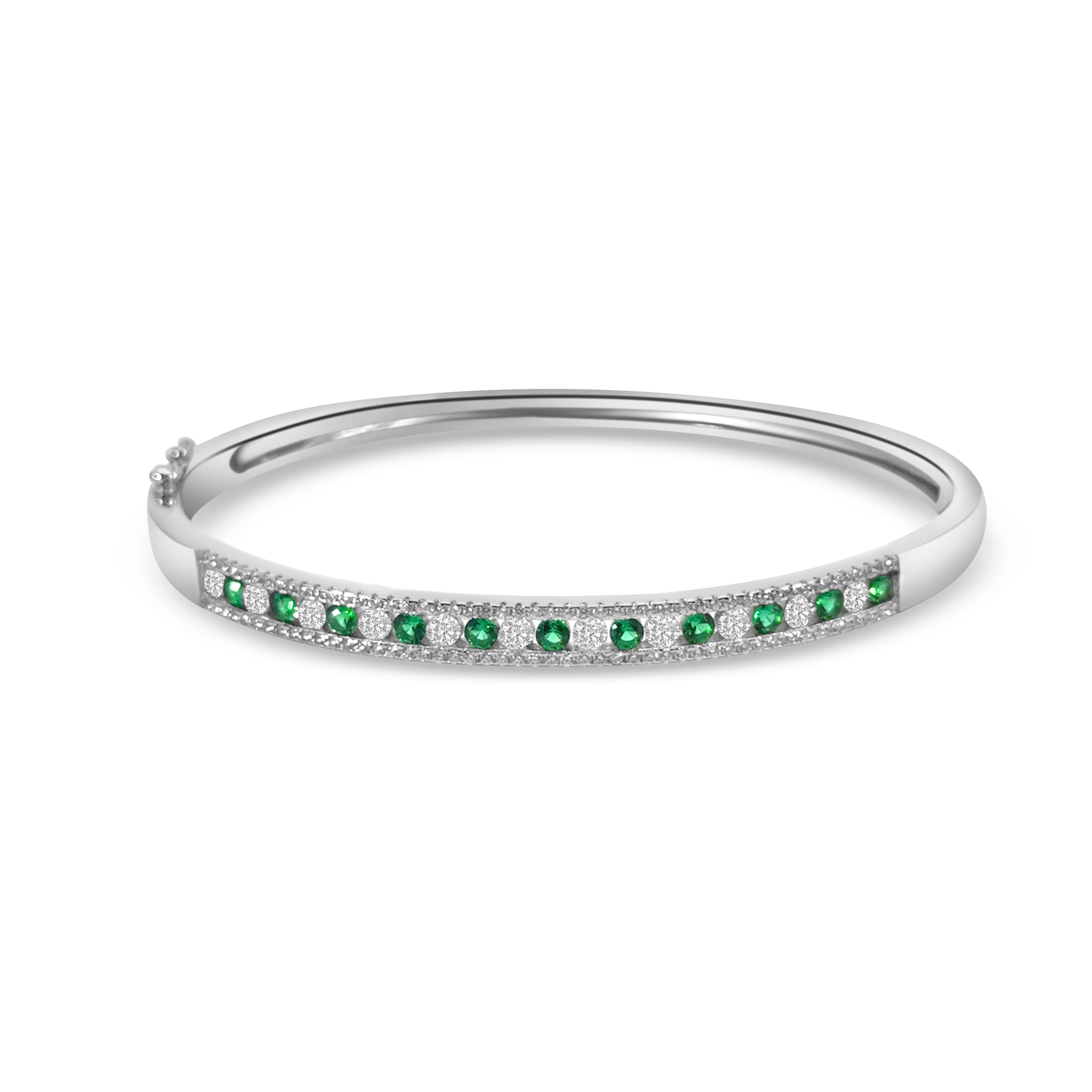 Green CZ Hinged Bangle