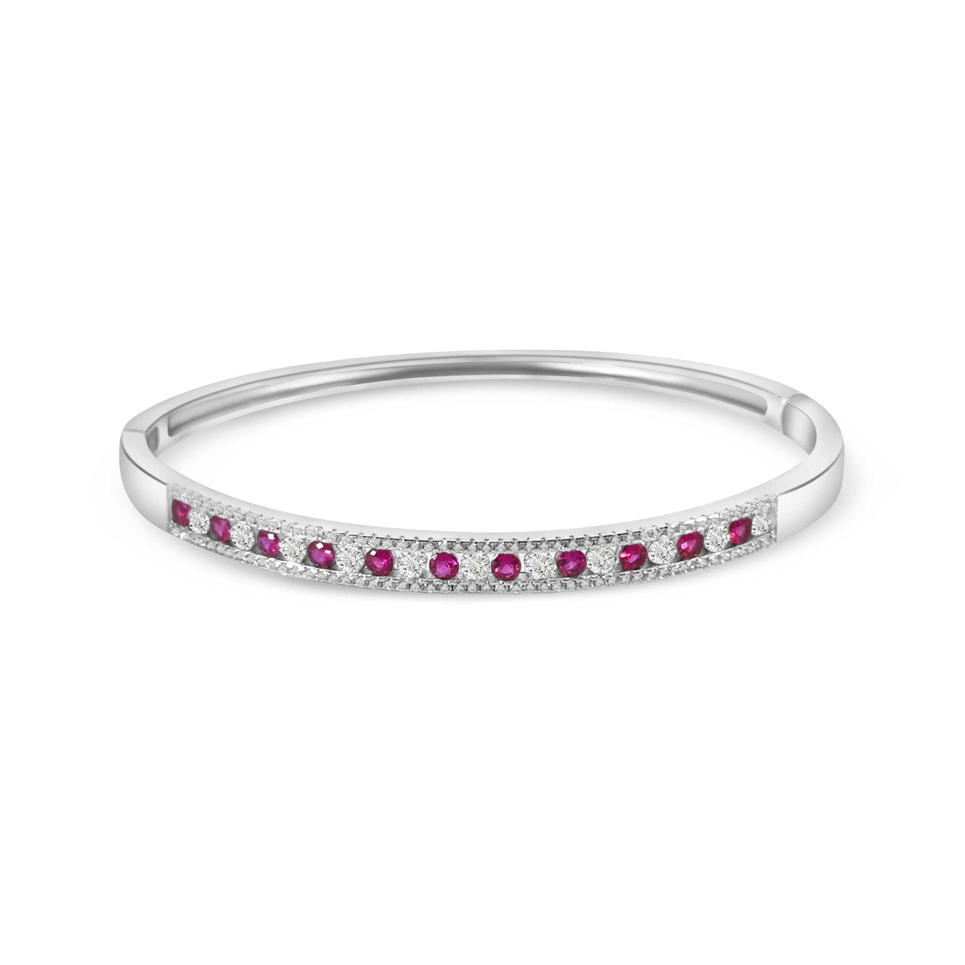 Red CZ Hinged Bangle