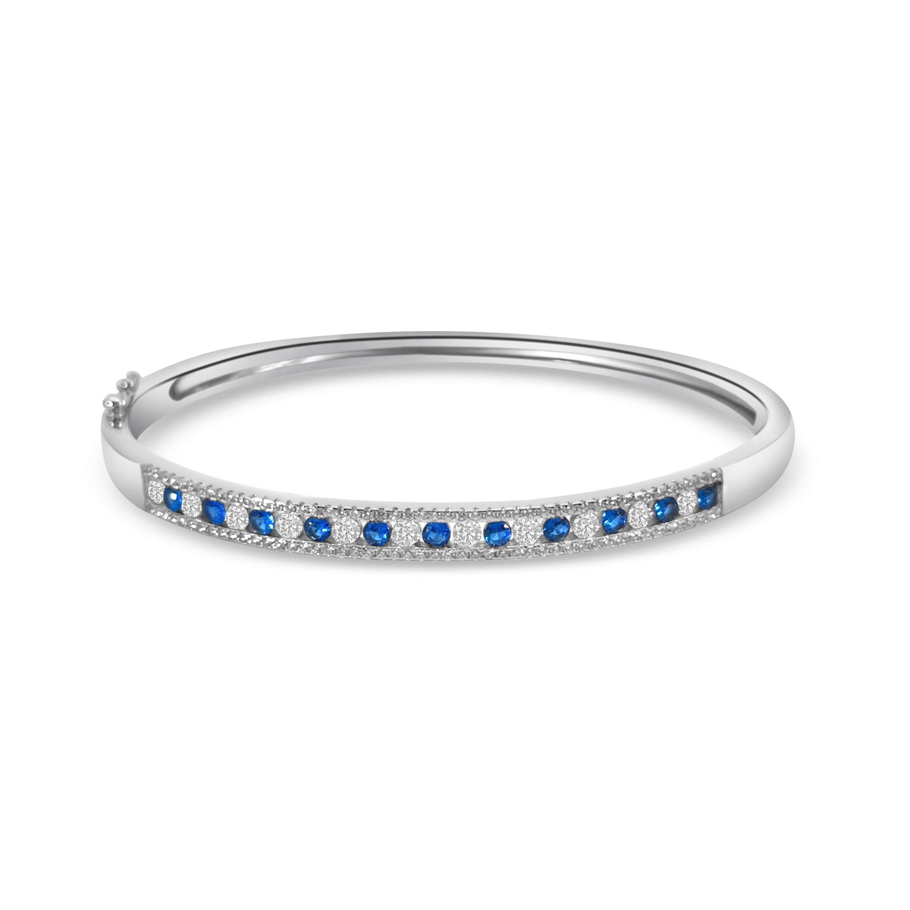 Blue CZ Hinged Bangle