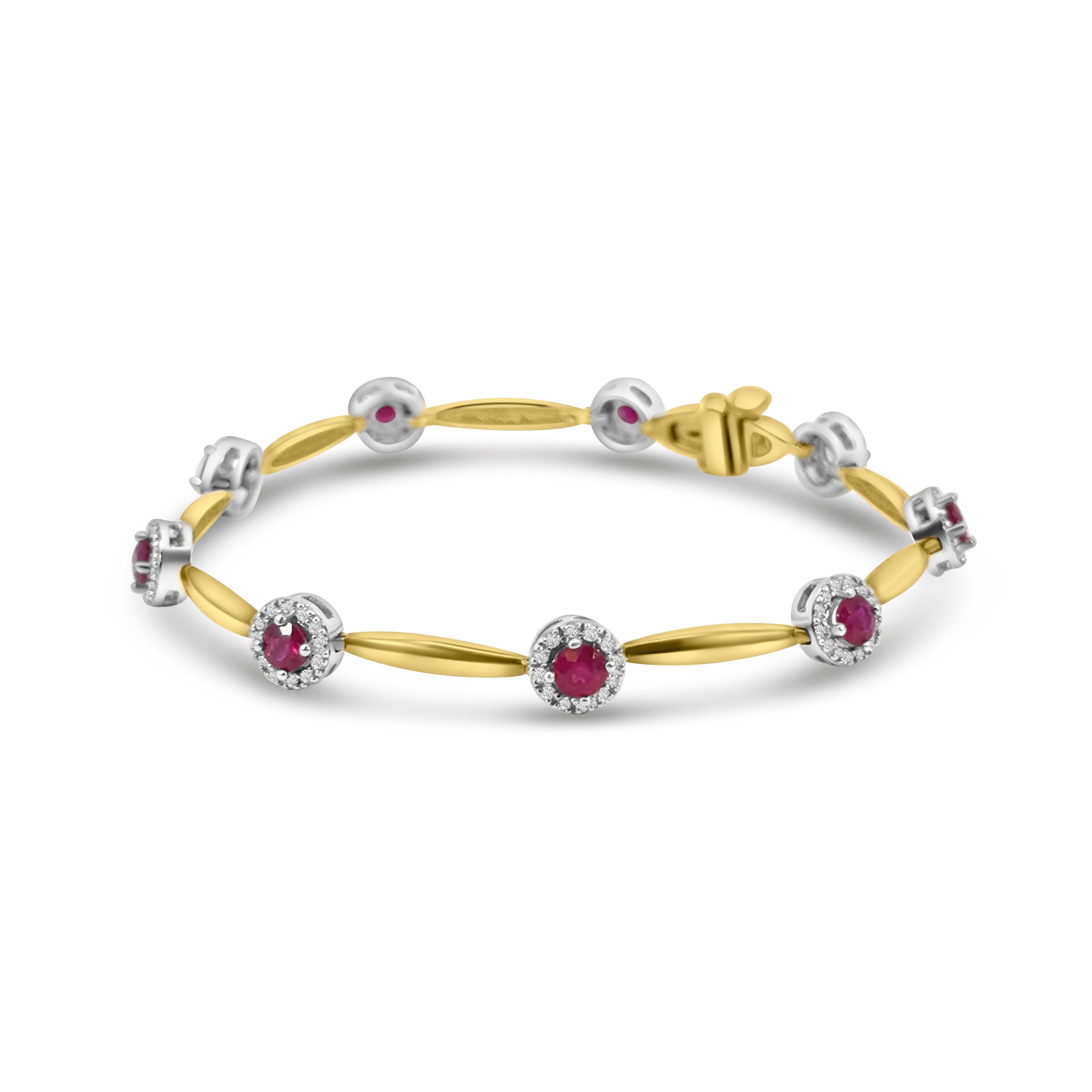 9kt Ruby and Diamond Halo Bracelet