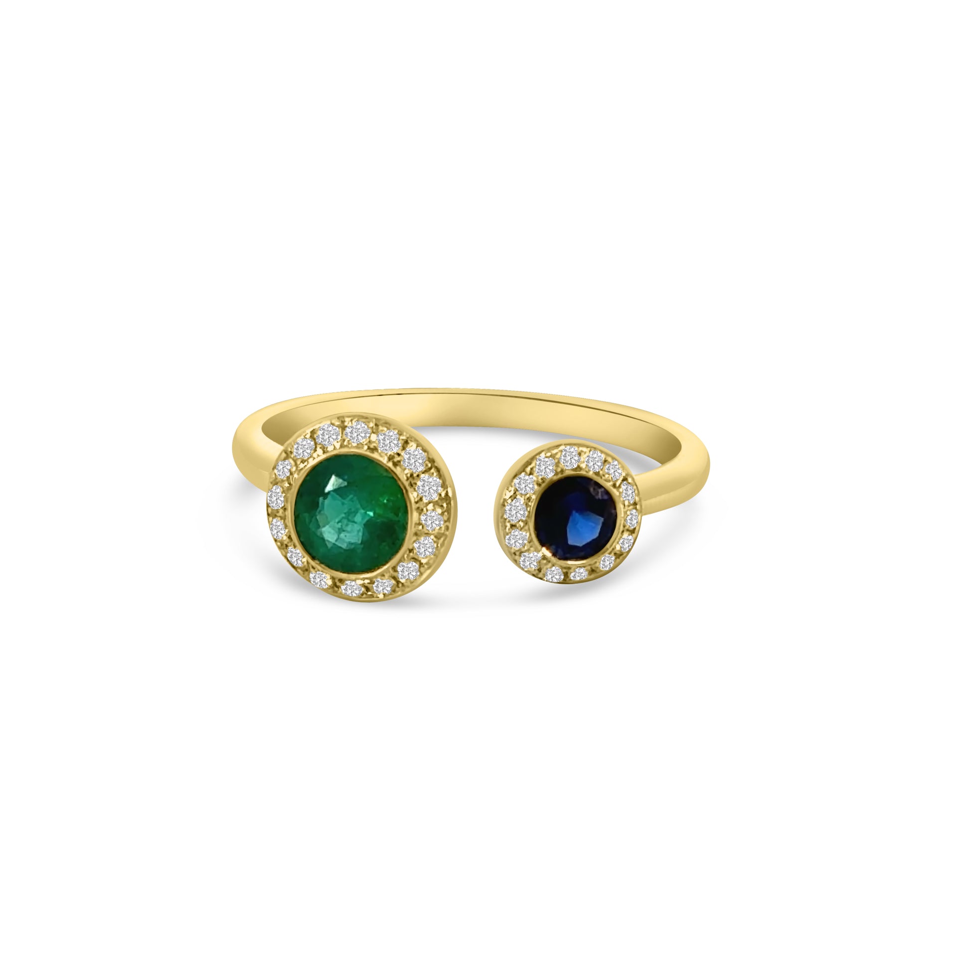 18kt Emerald, Sapphire and Diamond Open End Dress Ring