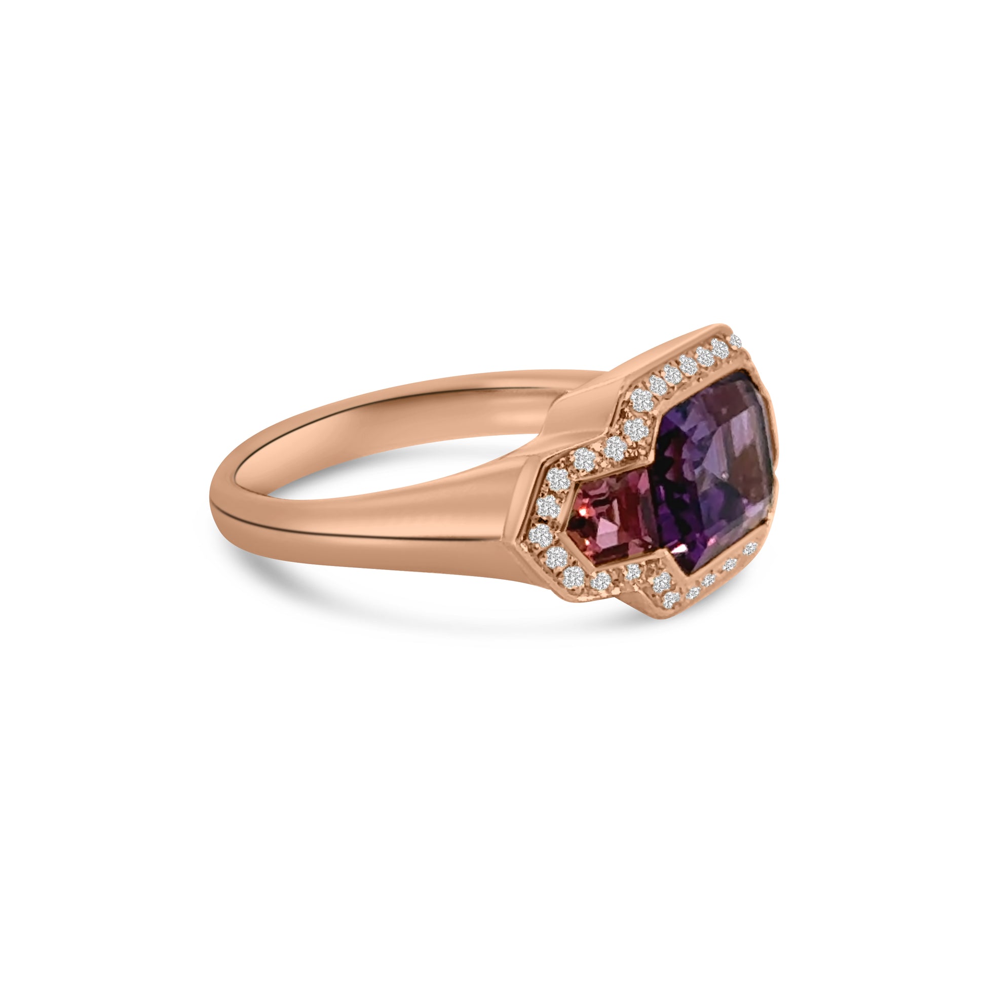 18kt Amethyst, Pink Tourmaline and Diamond Dress Ring