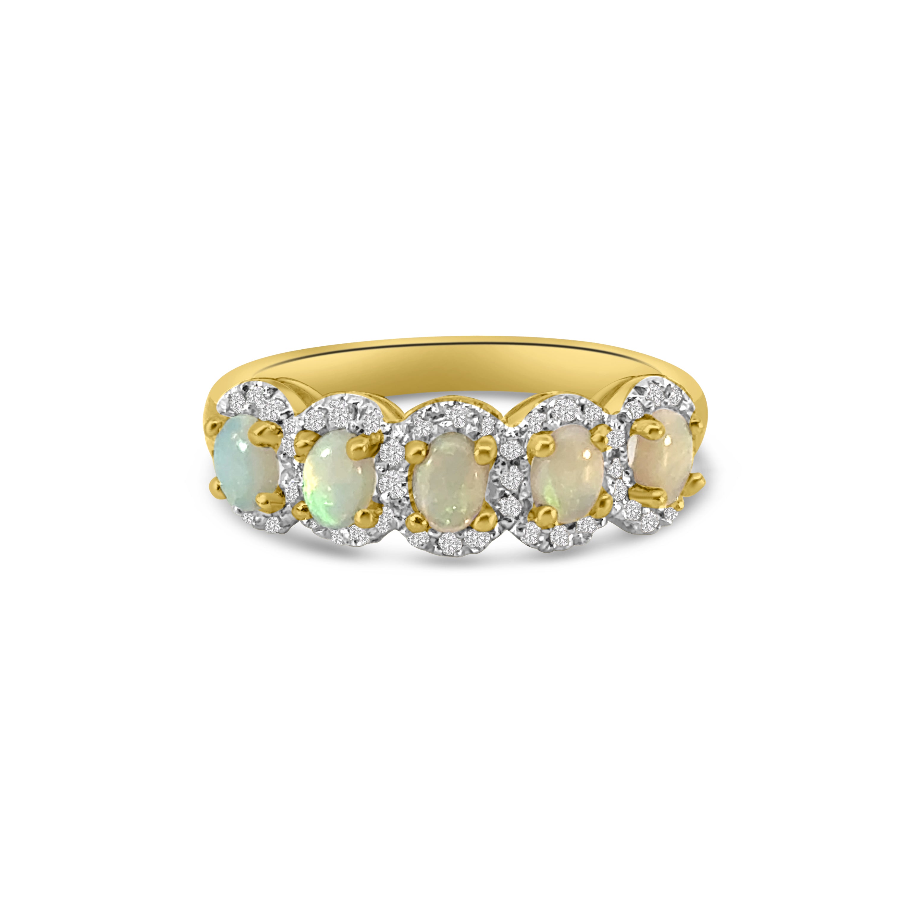 9kt Five Stone Opal and Diamond Dress Ring