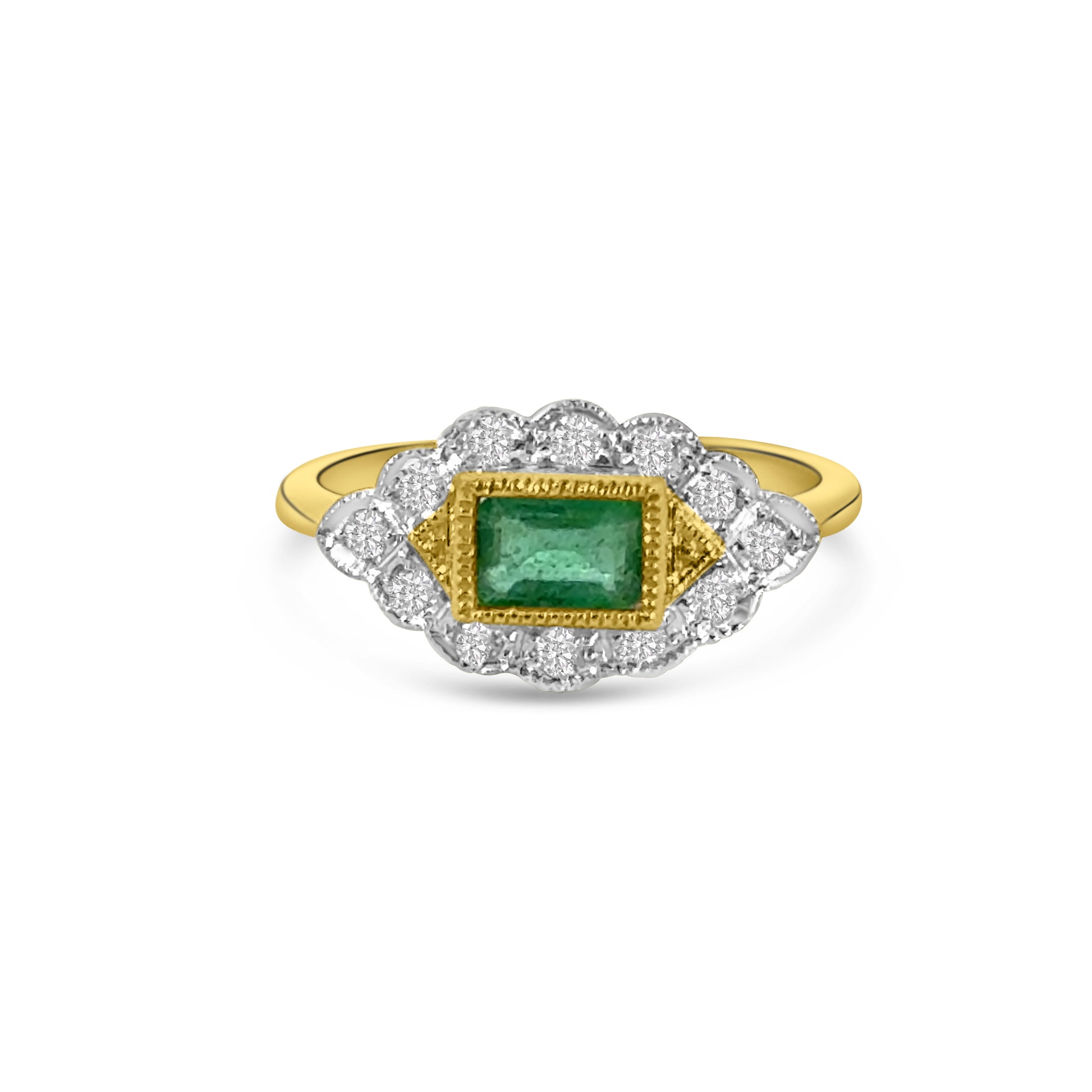9kt Emerald and Diamond Dress Ring