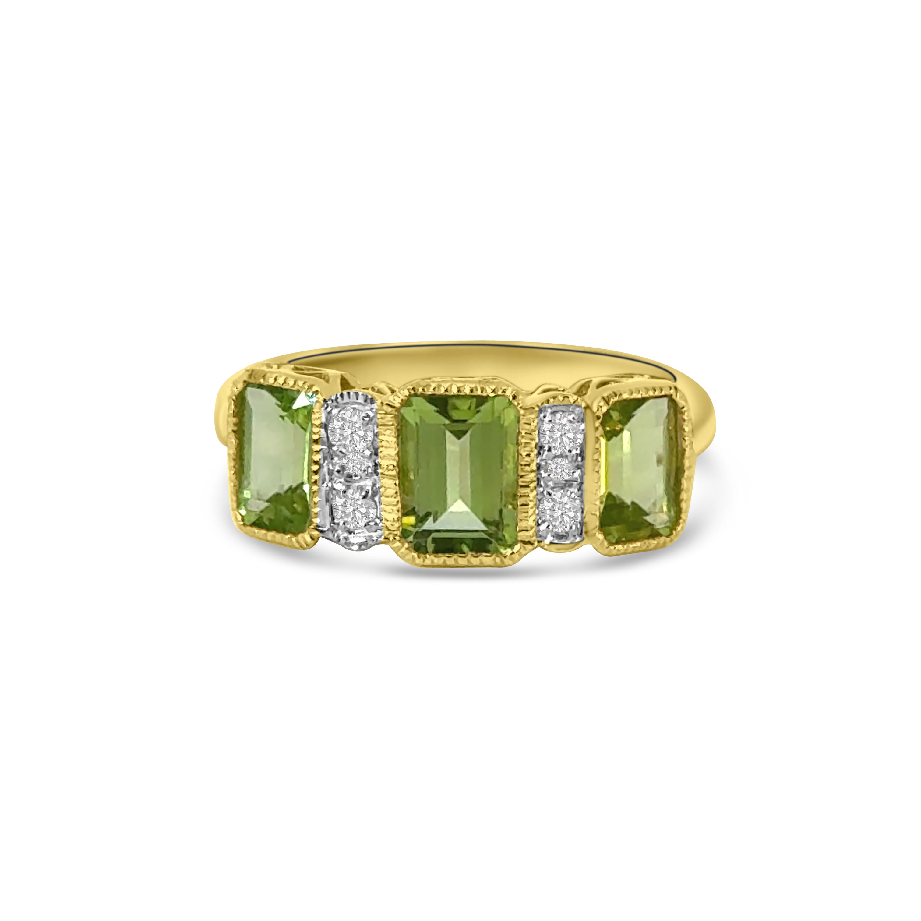 9kt Peridot and Diamond Dress Ring