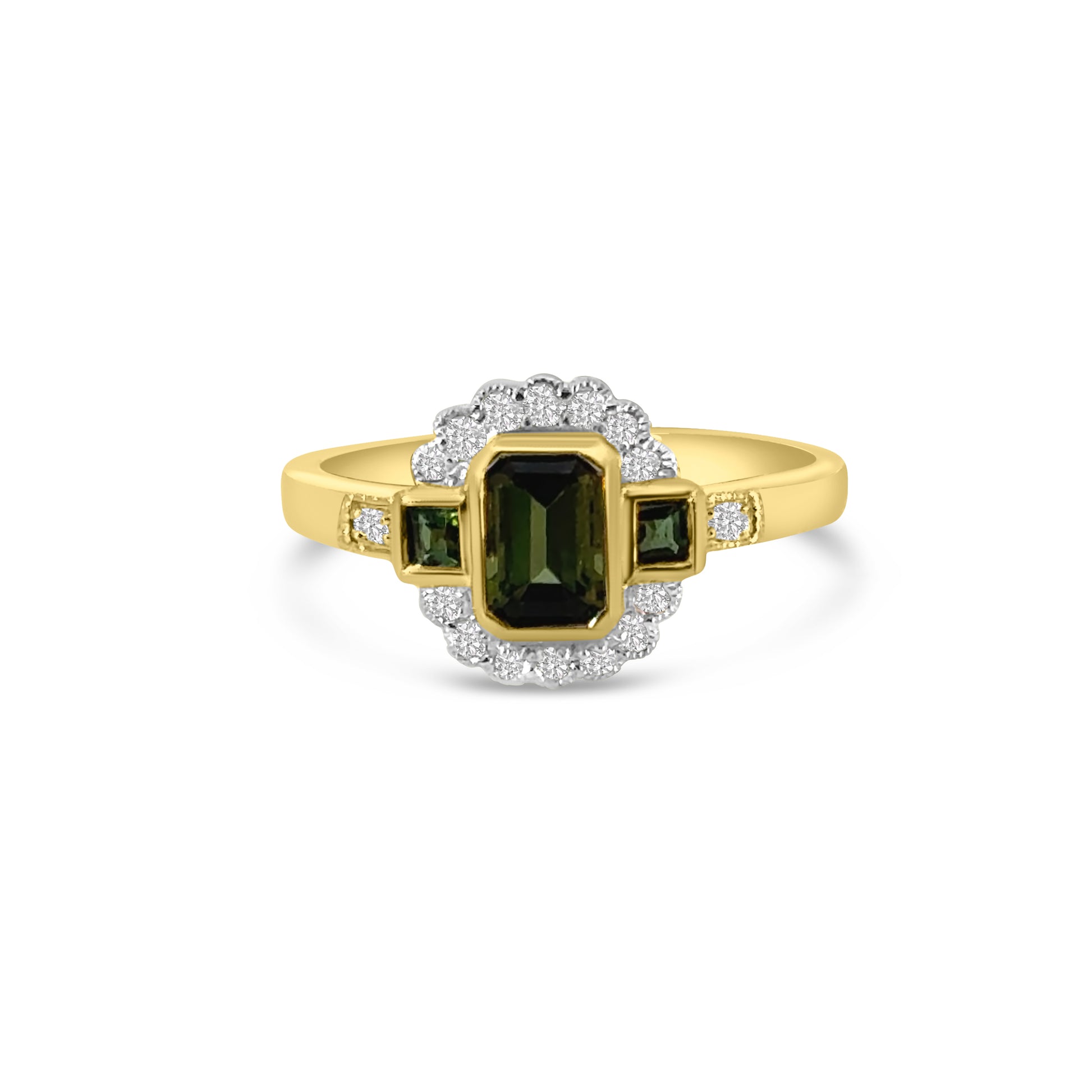 9kt Green Tourmaline and Diamond Dress Ring