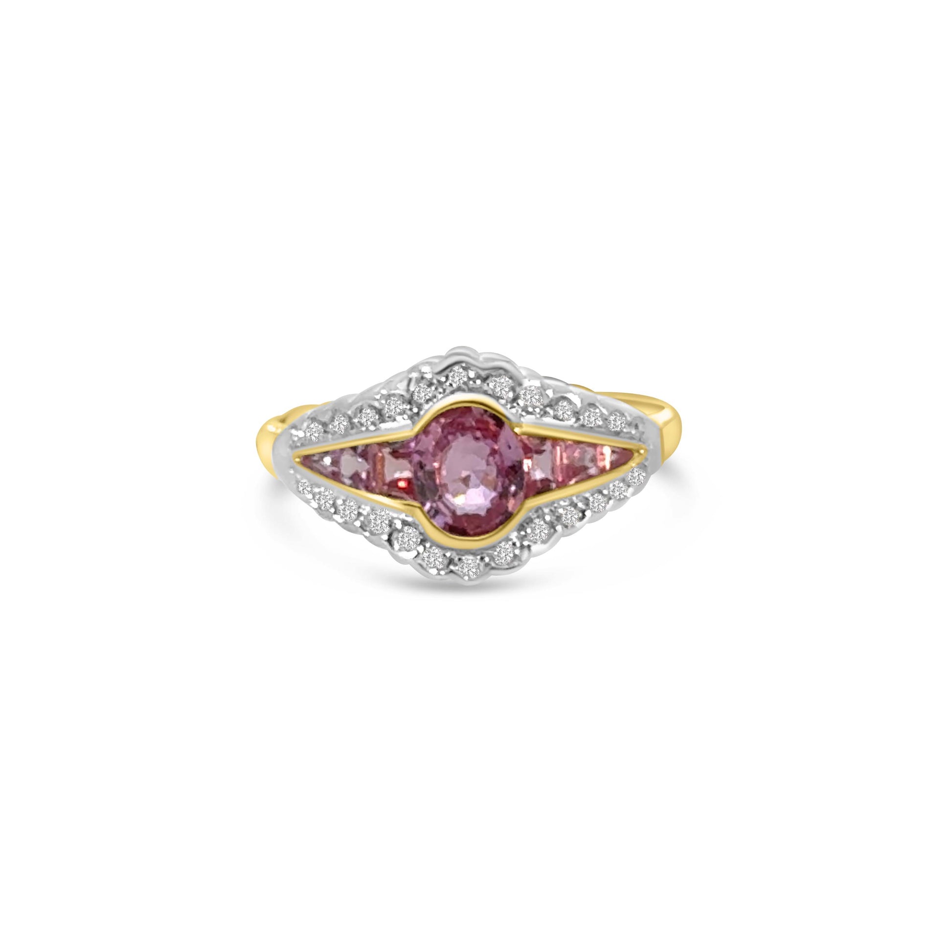 9kt Pink Sapphire and Diamond Dress Ring