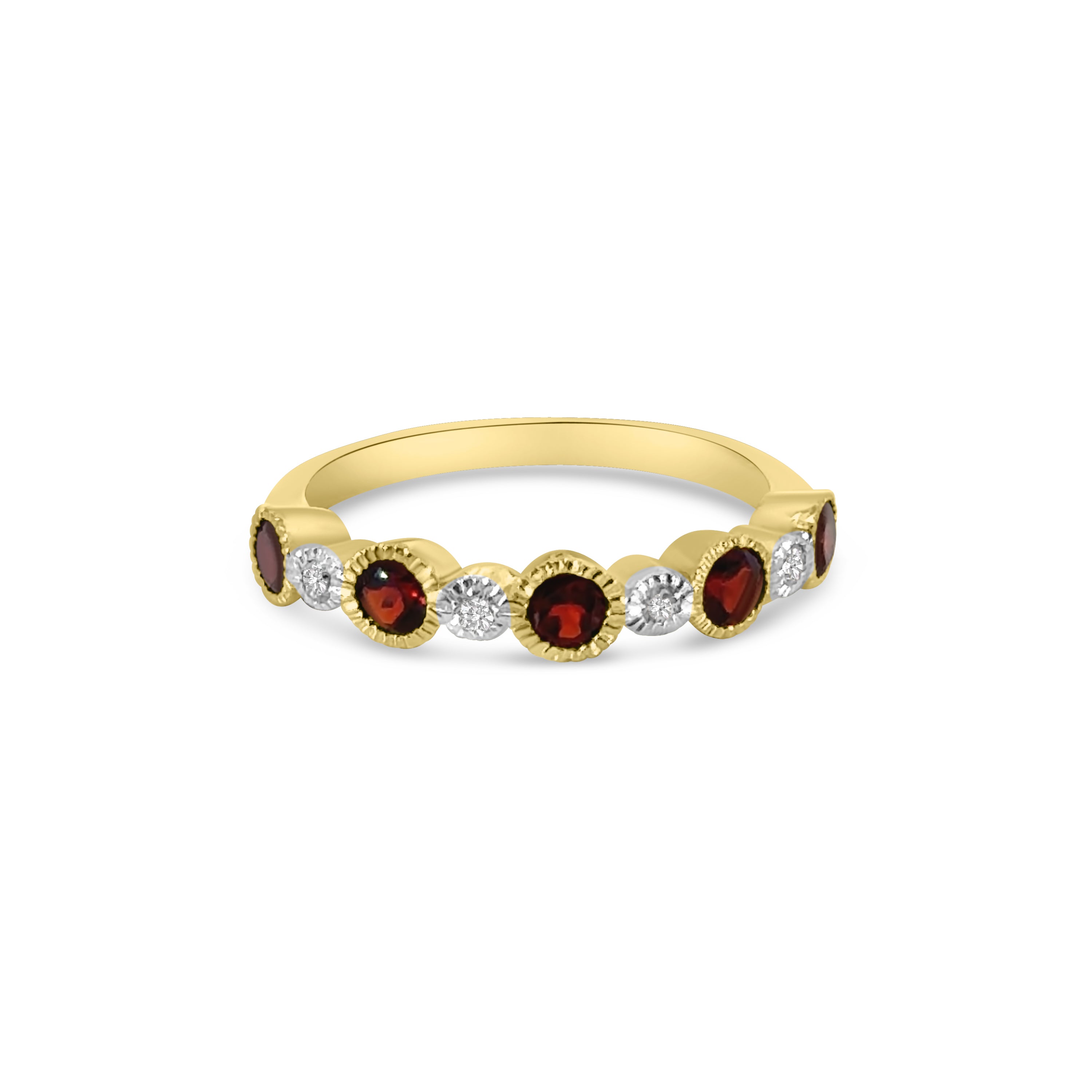 9kt Garnet and Diamond Dress Band