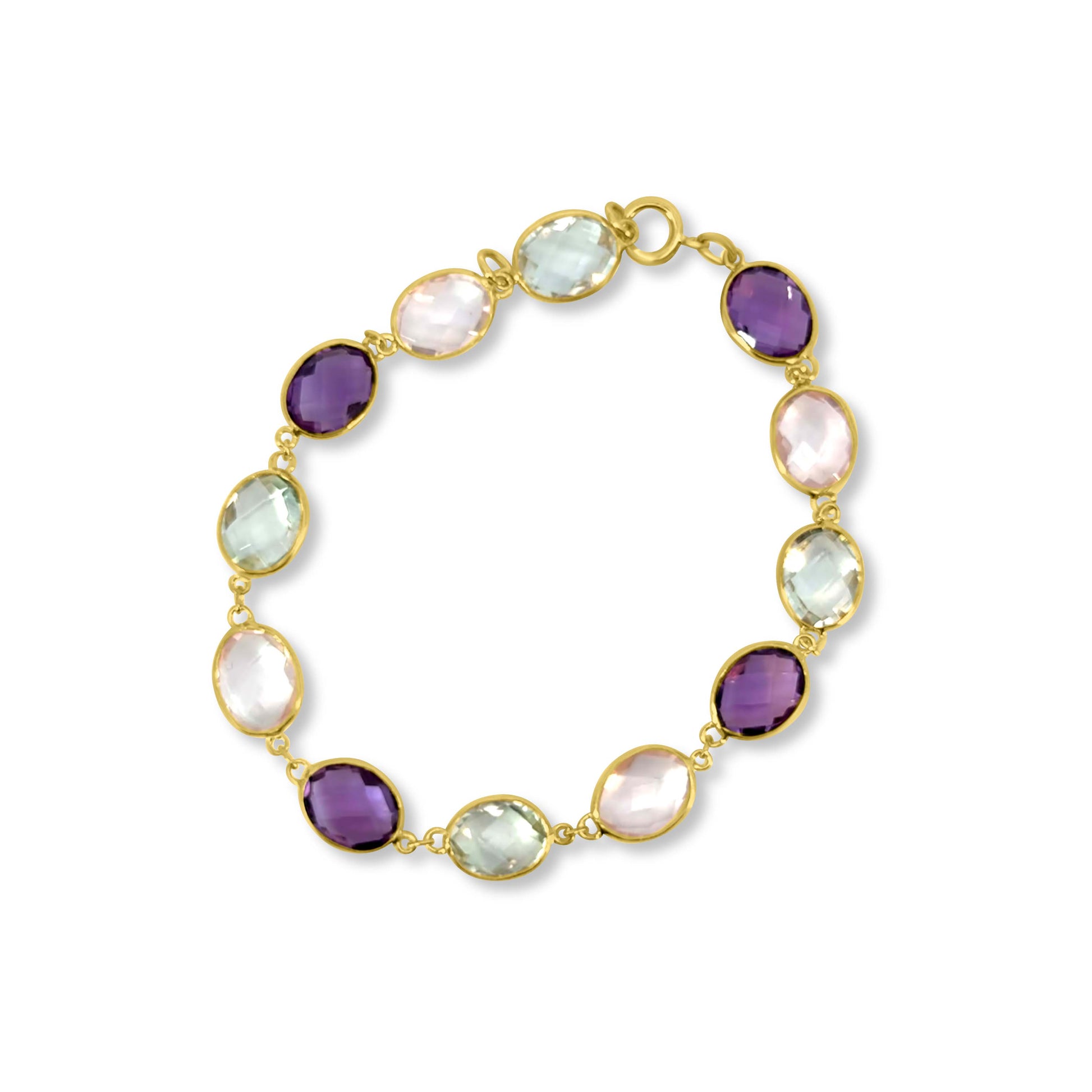 18kt Amethyst, Rose Quartz and Green Amethyst