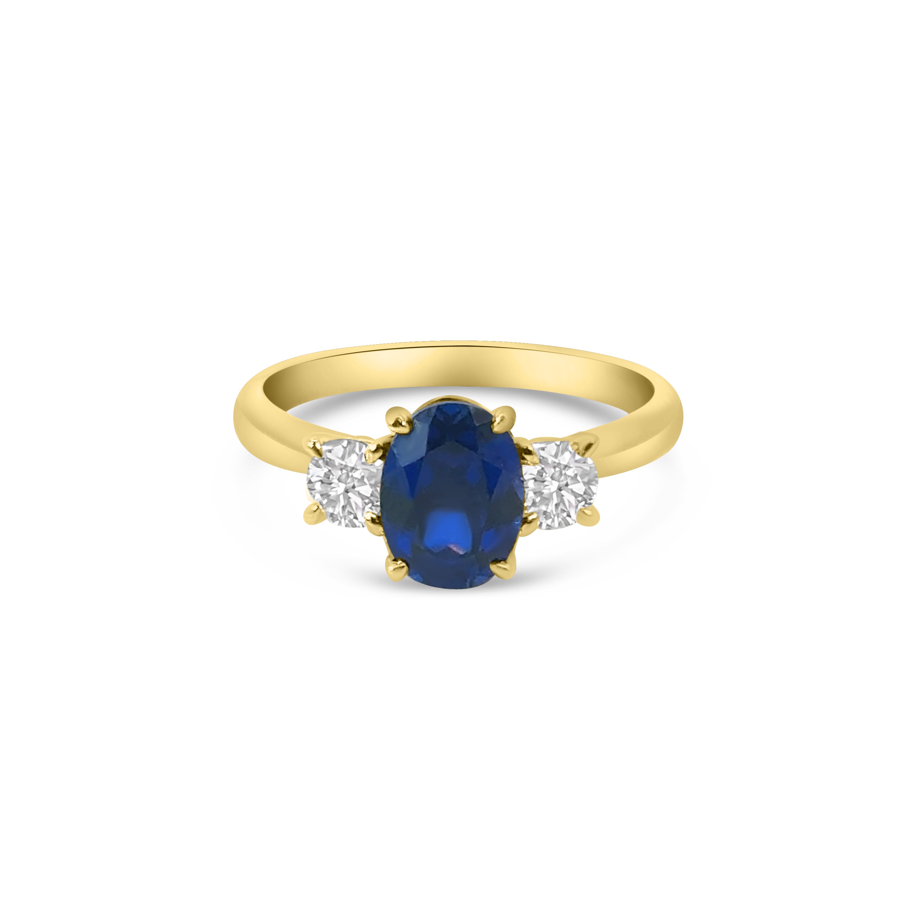 9kt Lab Grown Sapphire and Diamond Three Stone Dress Ring