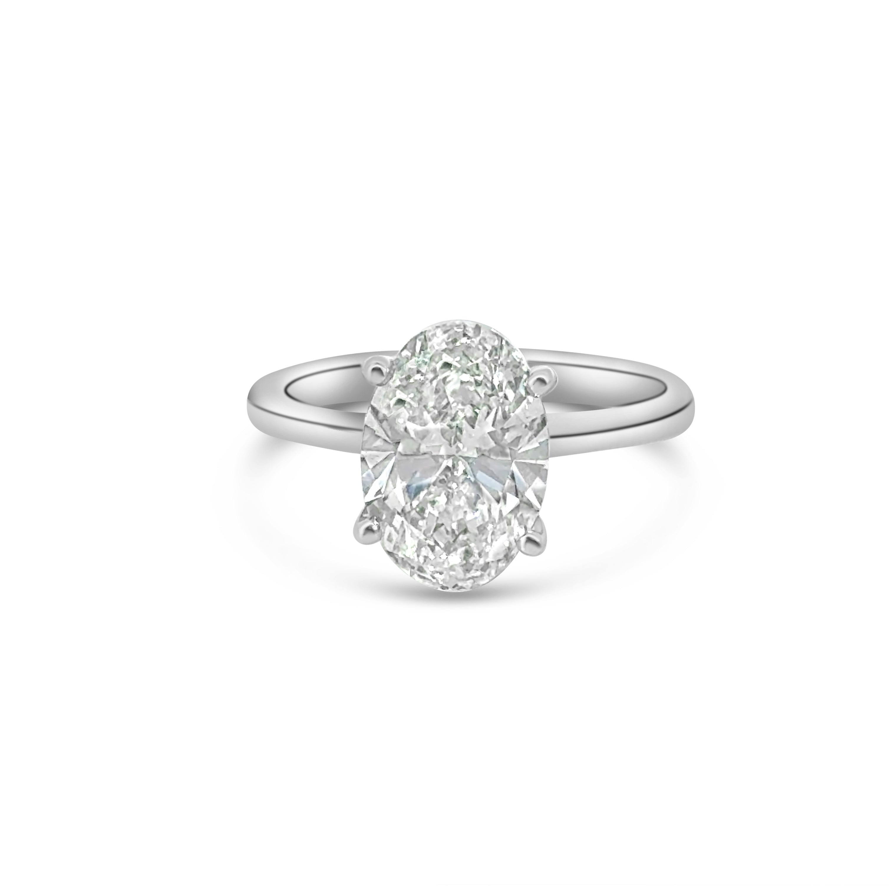 Lab Diamond Platinum Oval Solitaire Engagement Ring 3ct