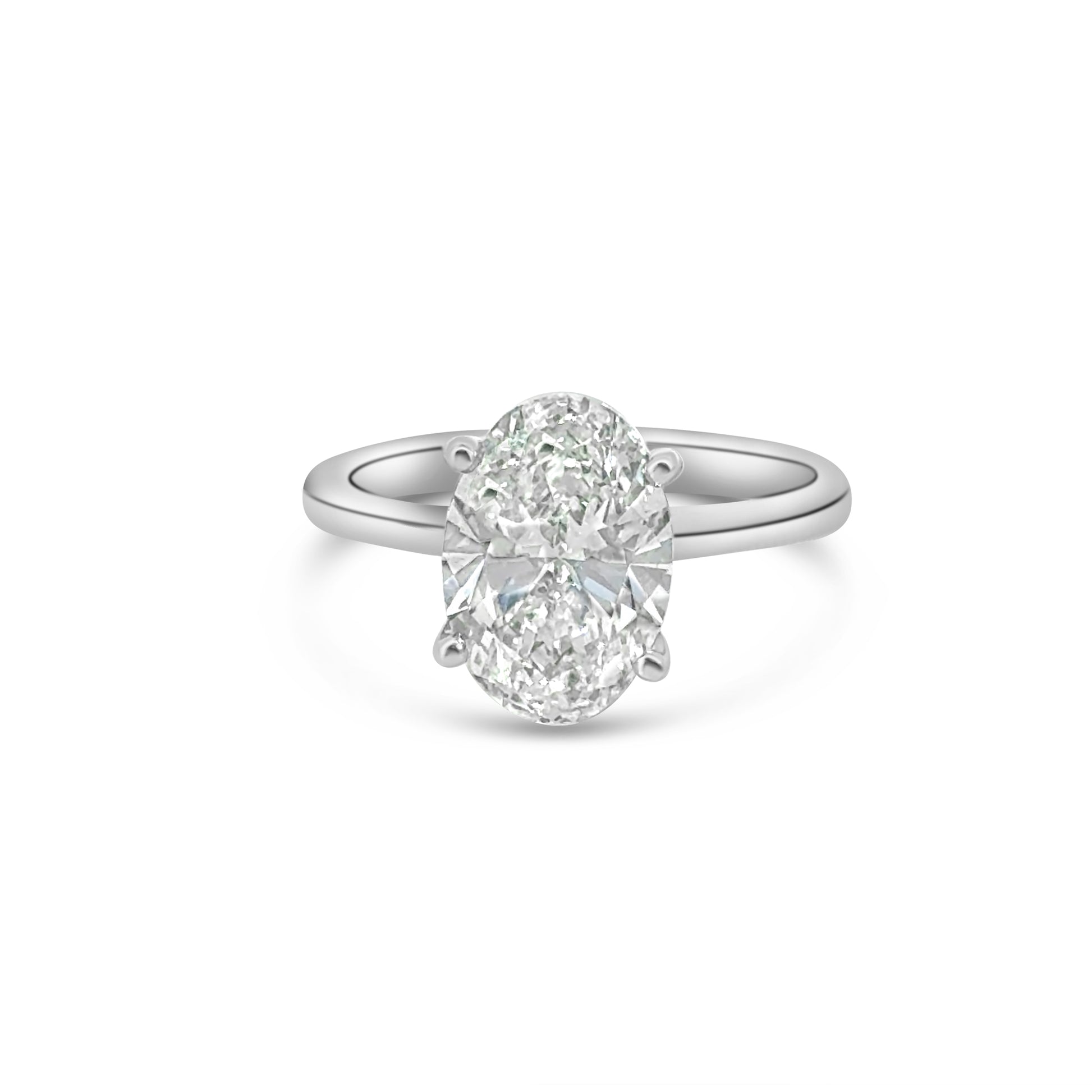 Lab Diamond Platinum Oval Solitaire Engagement Ring 3ct