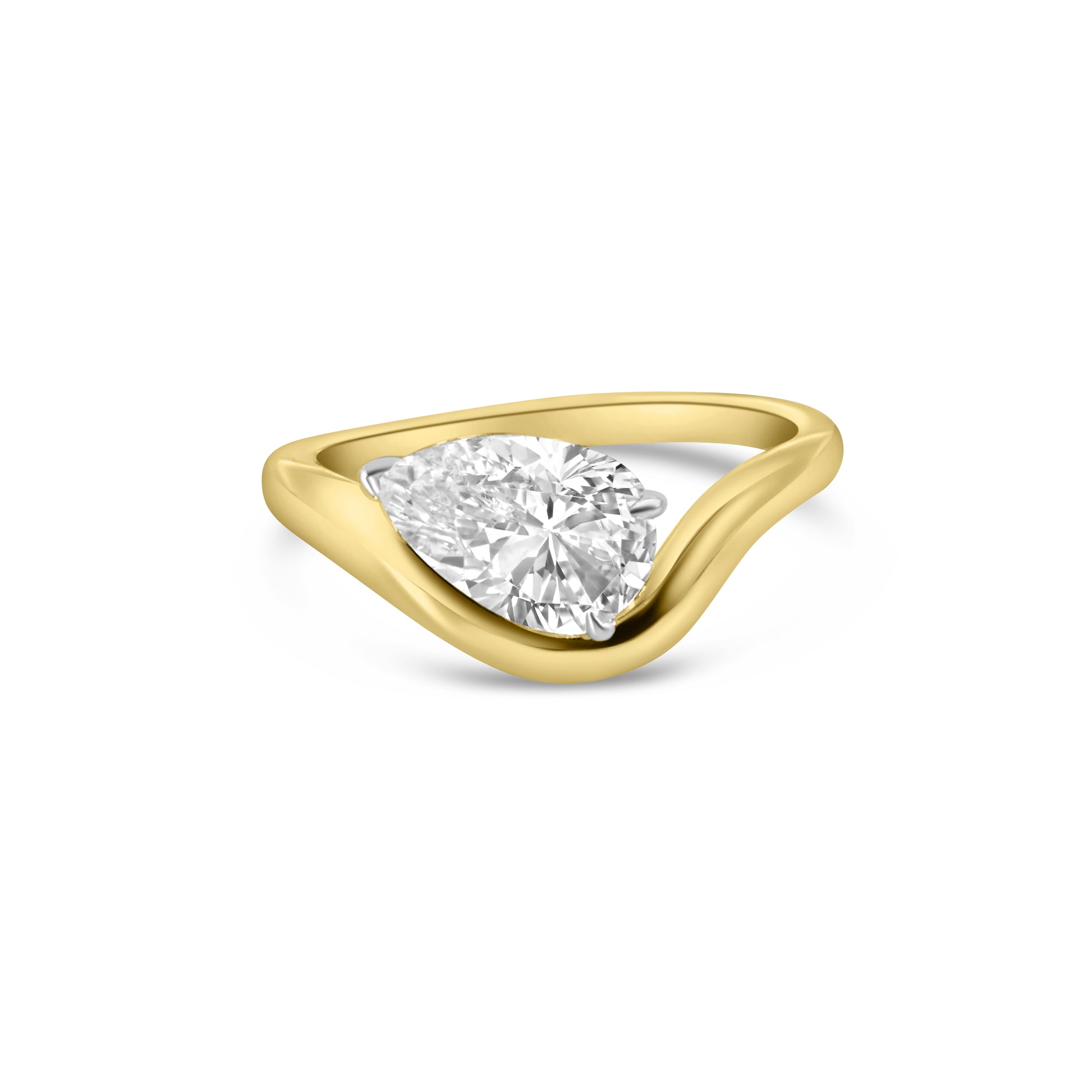 9kt Lab Grown Diamond Pear Wave Dress Ring