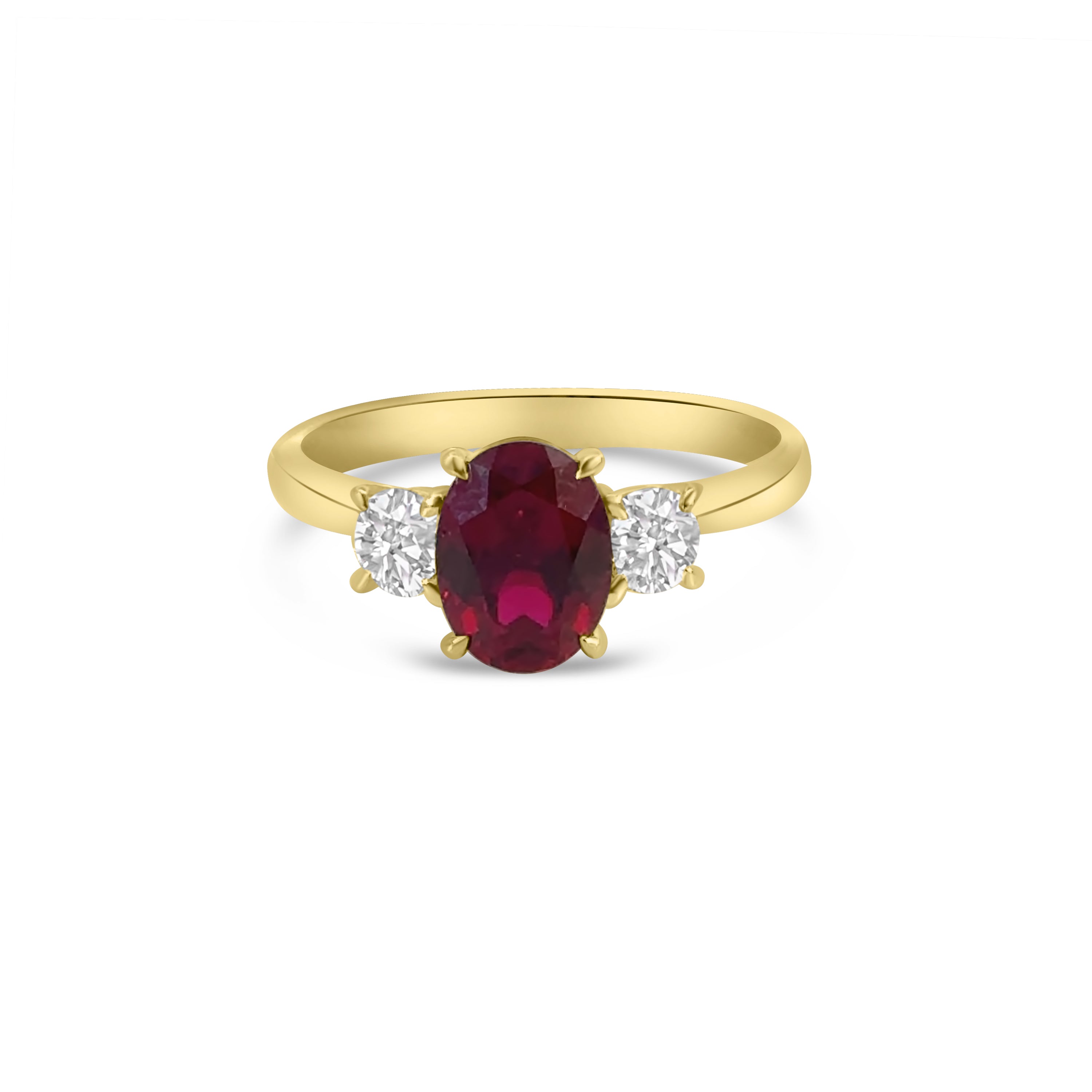 9kt Lab Grown Ruby and Diamond Three Stone Dress Ring
