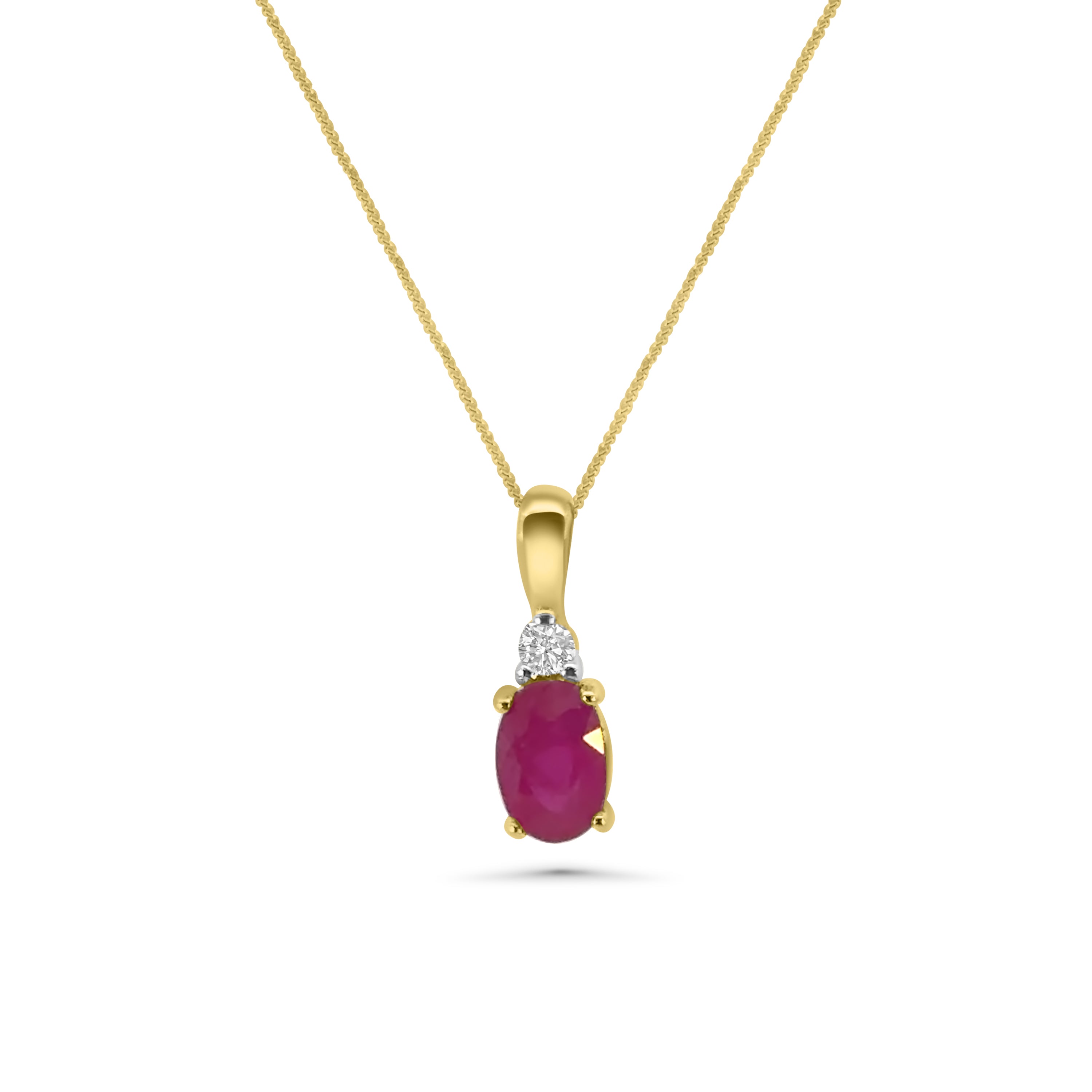 9kt Ruby and Diamond Oval Pendant