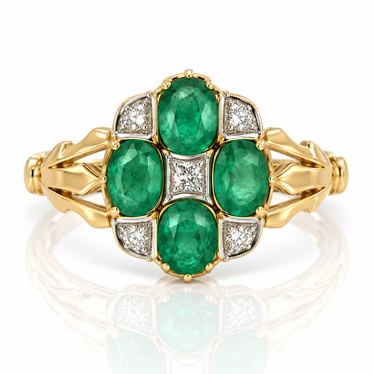 9kt Emerald and Diamond Dress Ring