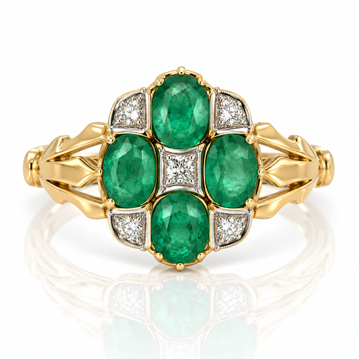 9kt Emerald and Diamond Dress Ring