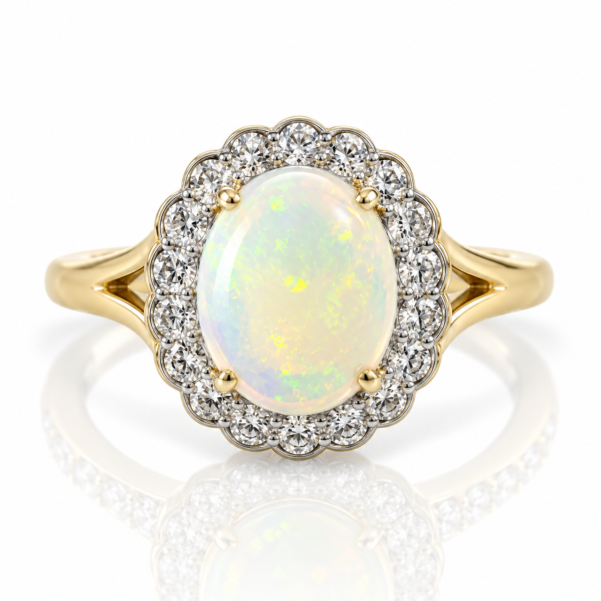 9kt Opal and Diamond Dress Ring