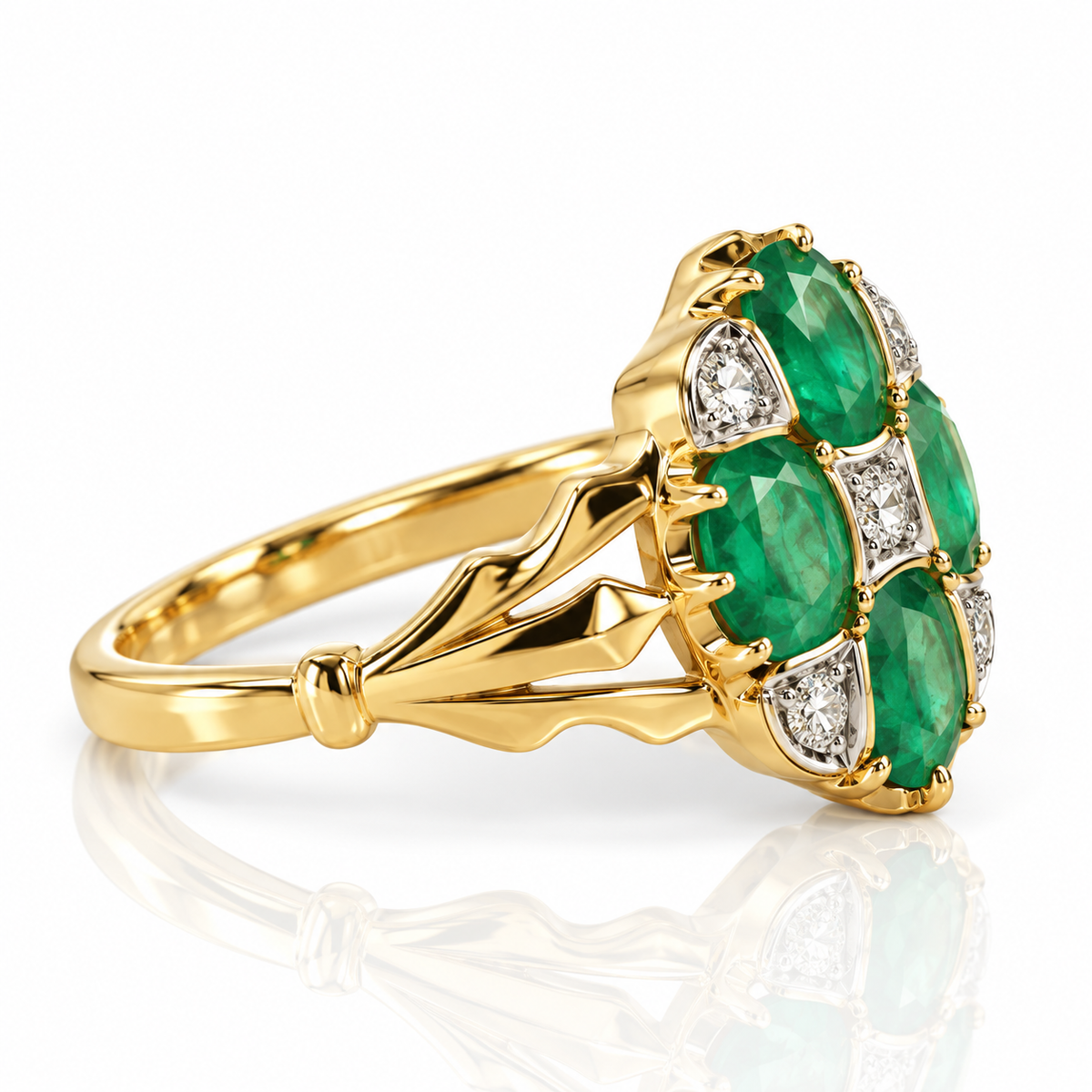 9kt Emerald and Diamond Dress Ring