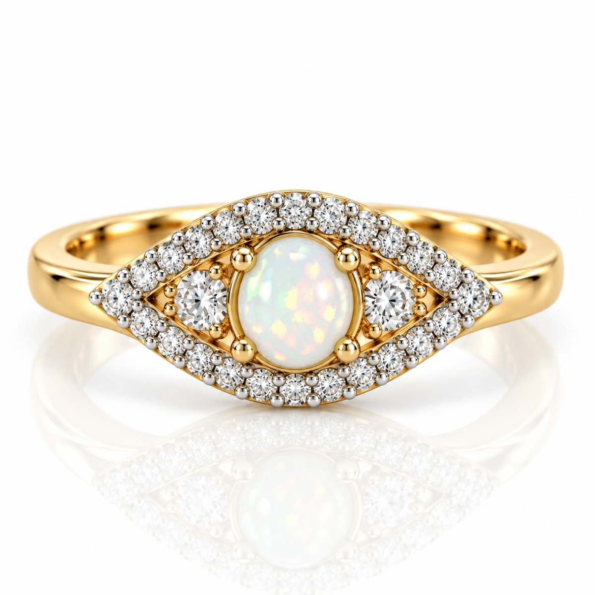 9kt Opal and Diamond Dress Ring