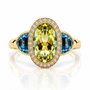 18kt Yellow Quartz, Blue Topaz and Diamond Dress Ring