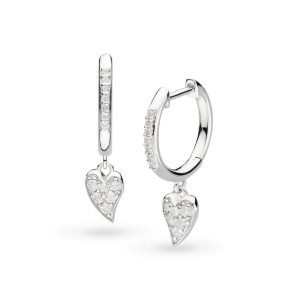Kit Heath Desire Kiss Precious Pavé WT Heart Hinged Hoop Drop Earrings image 0
