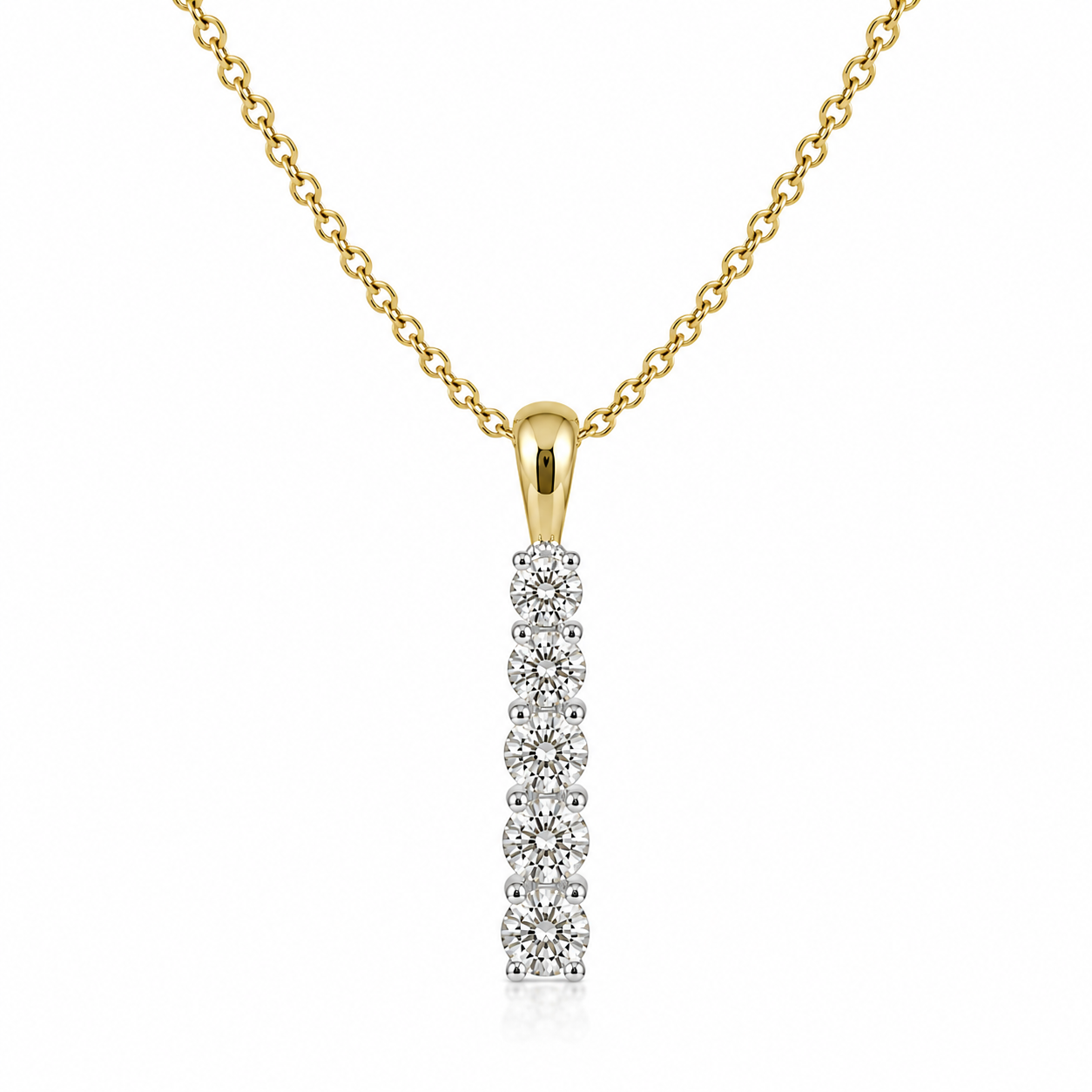 18kt Five Diamond Bar Pendant