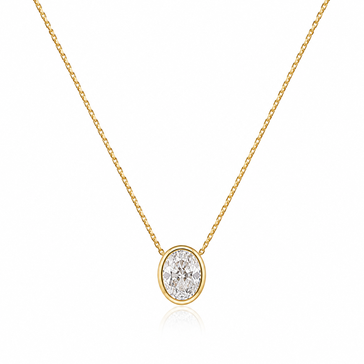 9kt Bezel Set Oval Diamond Pendant