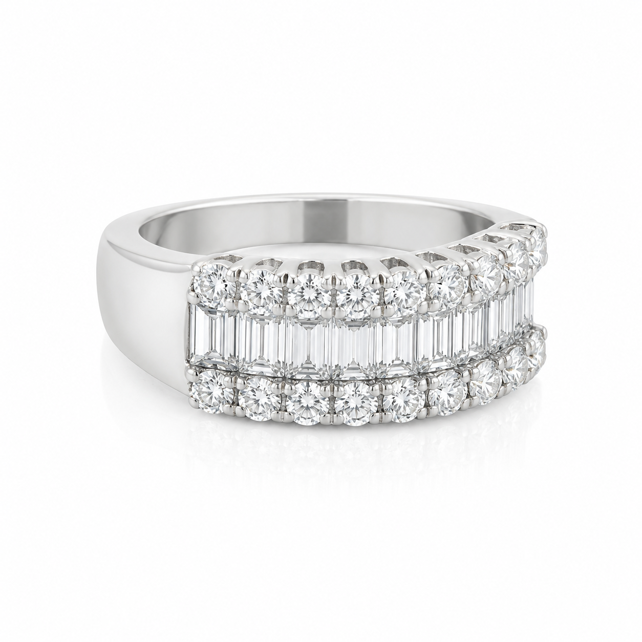 9kt Brilliant and Baguette Cut Dress Ring