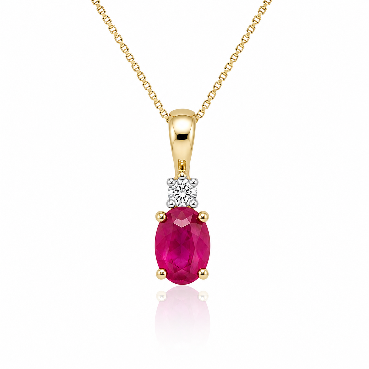 9kt Ruby and Diamond Oval Pendant