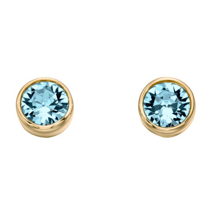 Gold Plate Birthstone Earrings - March