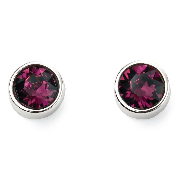Silver Birthstone Earrings - February