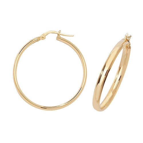 9kt Yellow Gold 25mm Hoop Earrings