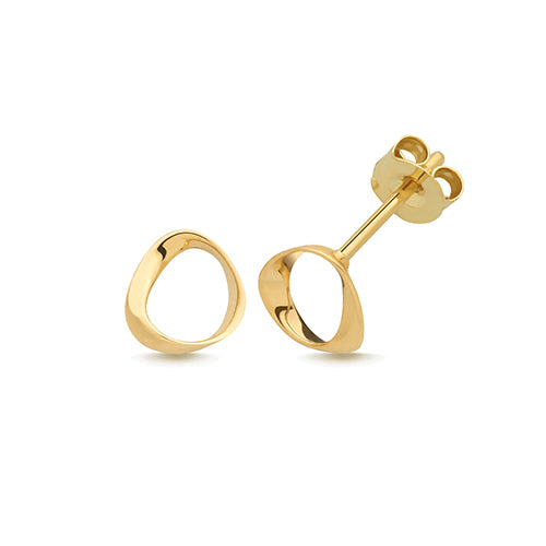 9kt Yellow Gold Curved Mobius Stud