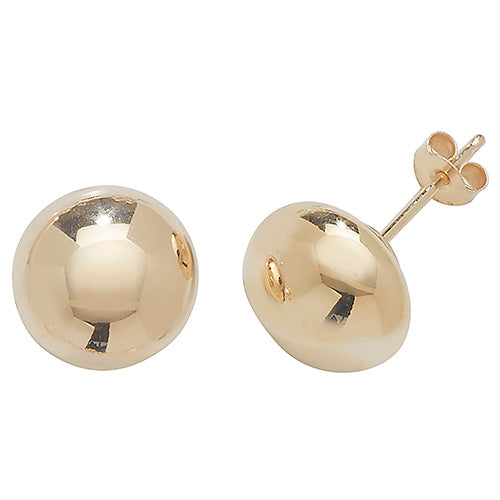 9kt Yellow Gold 8mm Button Stud Earrings