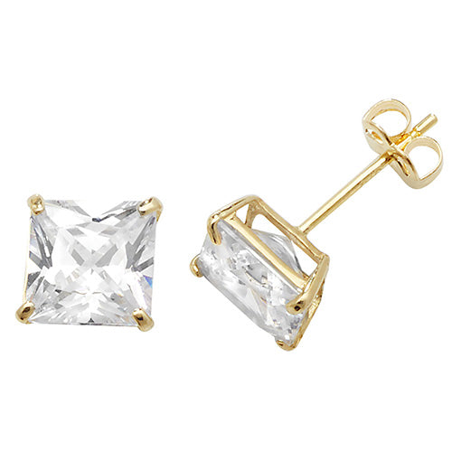 9kt Yellow Gold CZ Stud Earrings
