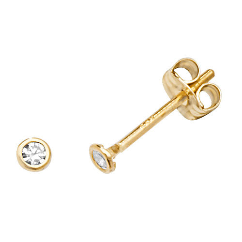 9kt Yellow Gold Round CZ Stud Earrings