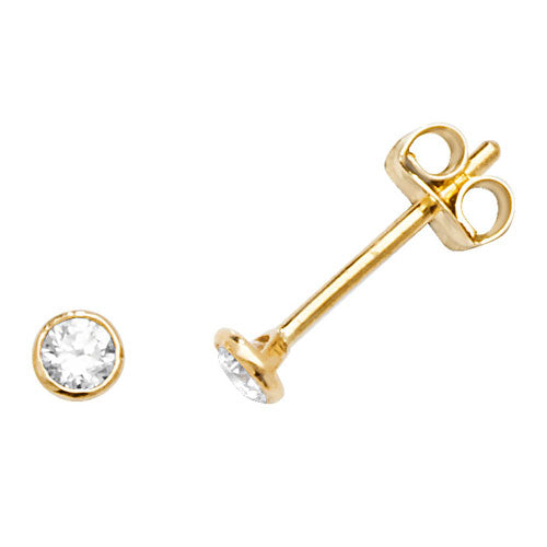 9kt Yellow Gold Round CZ Stud Earrings